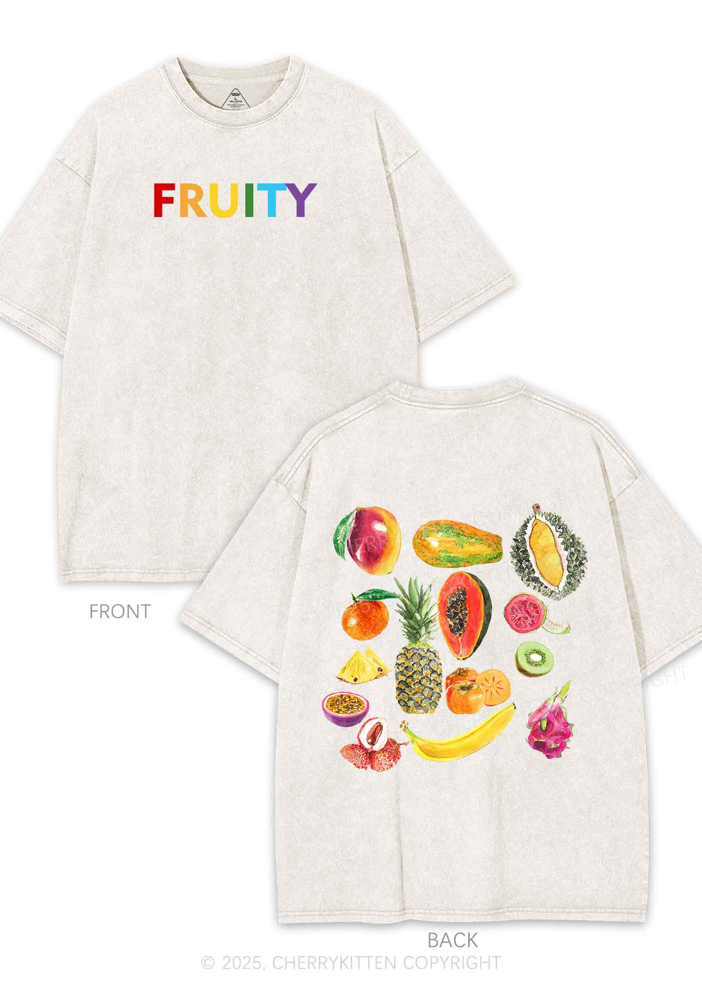 Fruity Two Sides Pride Y2K Shirts Washed Tee Cherrykitten - Image 6