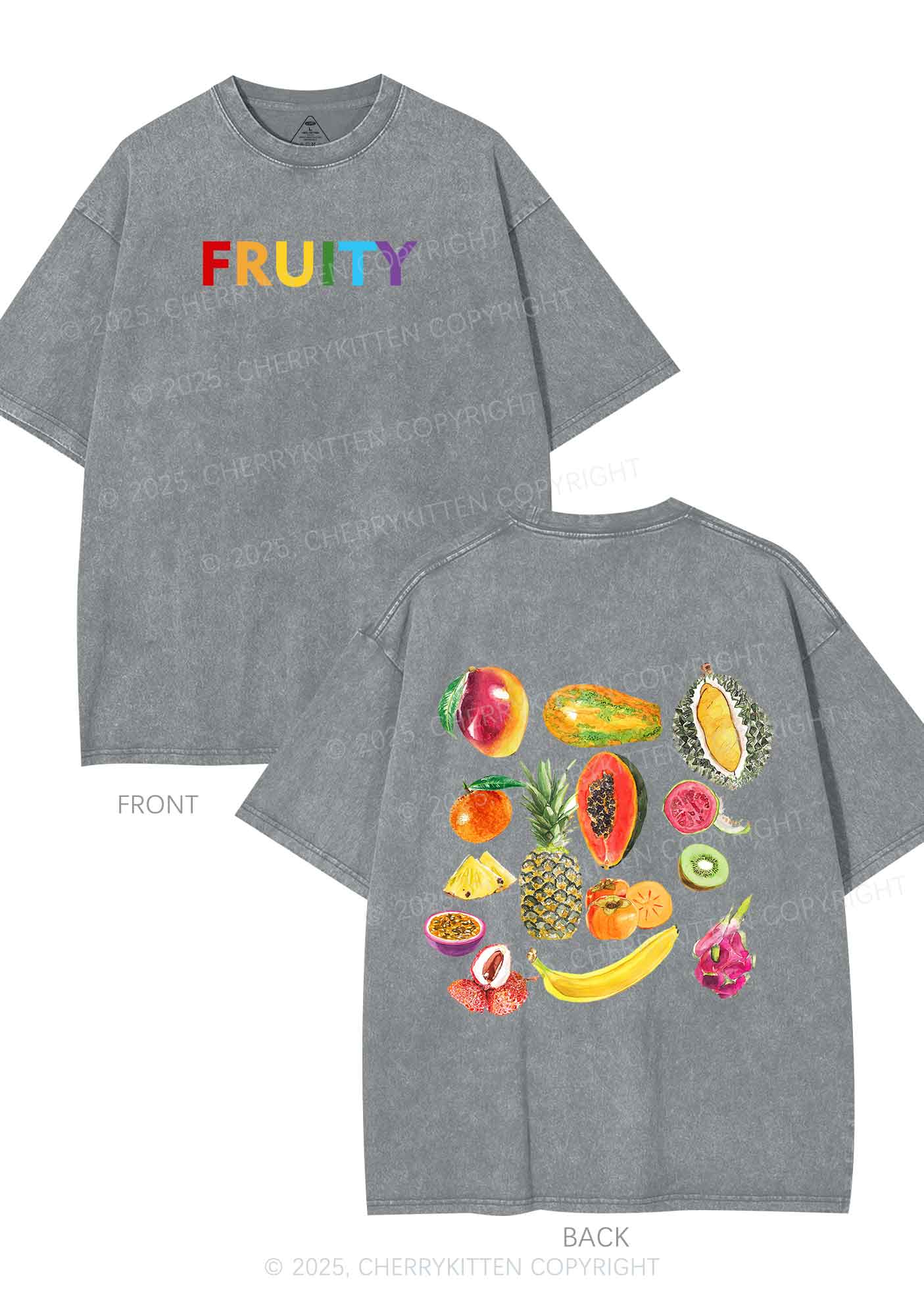 Fruity Two Sides Pride Y2K Shirts Washed Tee Cherrykitten - Image 8
