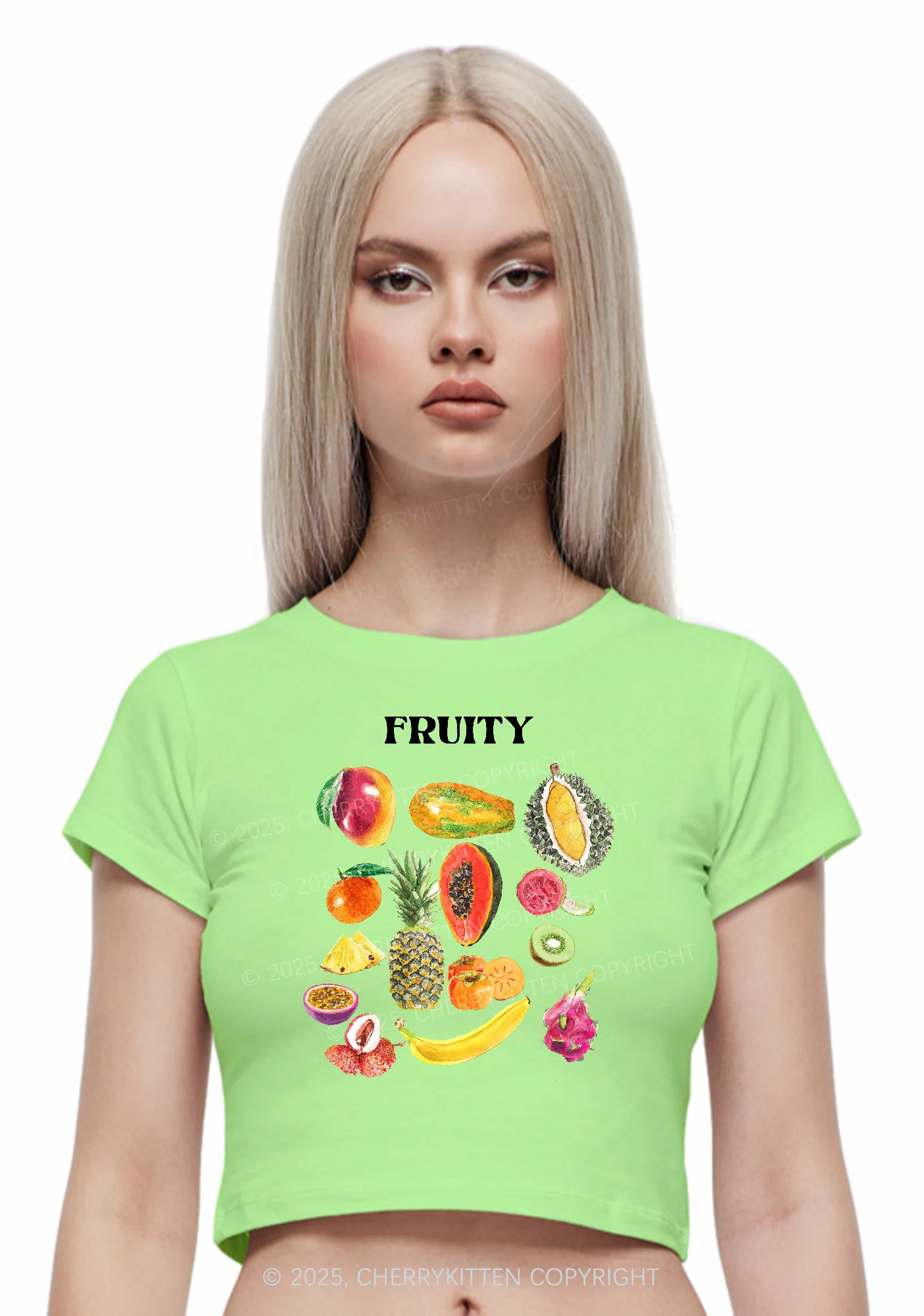 Fruity Y2K Baby Tee Cherrykitten - Image 2