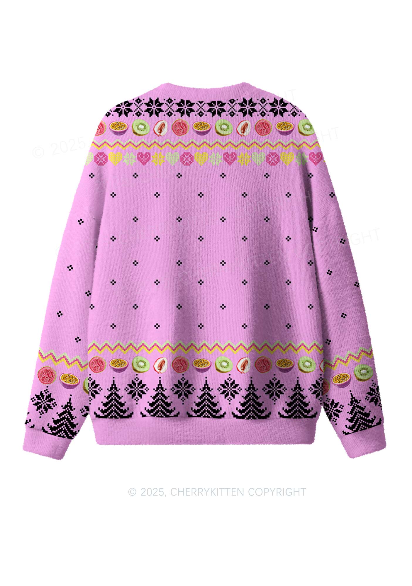 Fruity Y2K Christmas Knit Sweatshirt Cherrykitten - Image 2