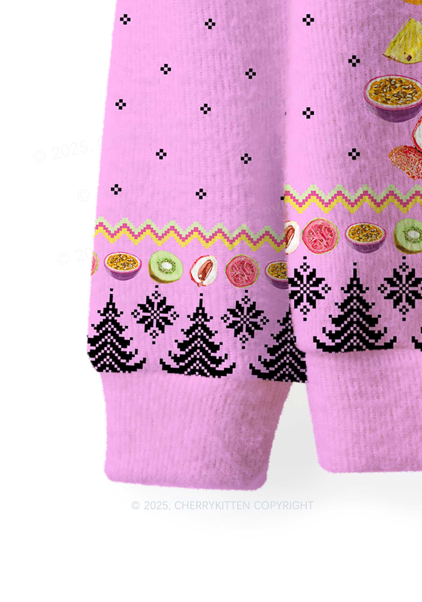 Fruity Y2K Christmas Knit Sweatshirt Cherrykitten - Image 4