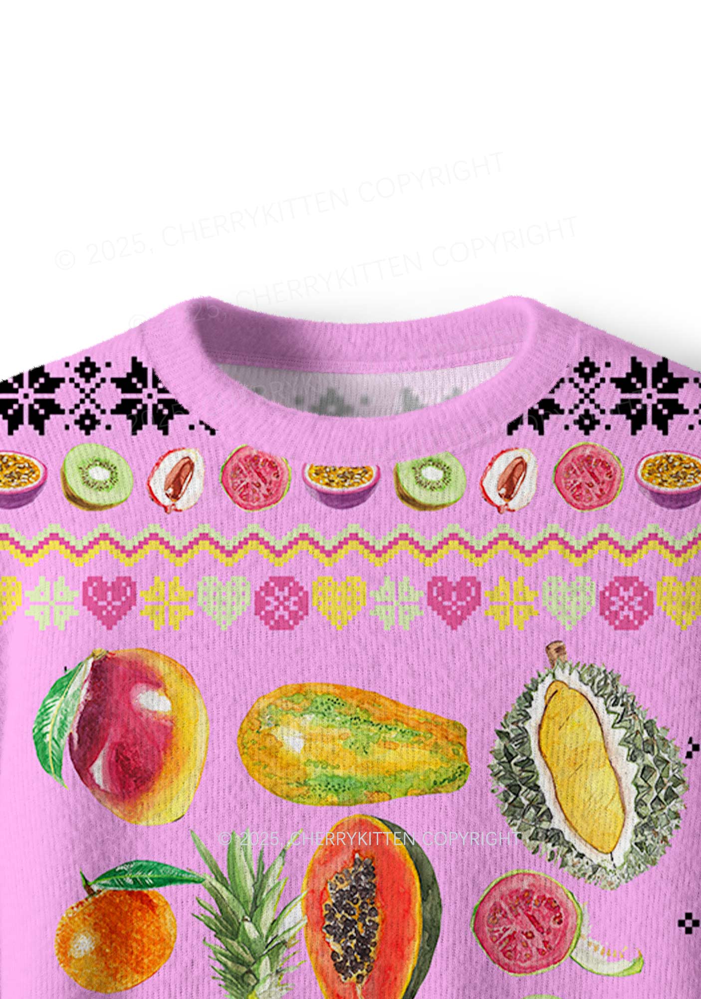 Fruity Y2K Christmas Knit Sweatshirt Cherrykitten - Image 5
