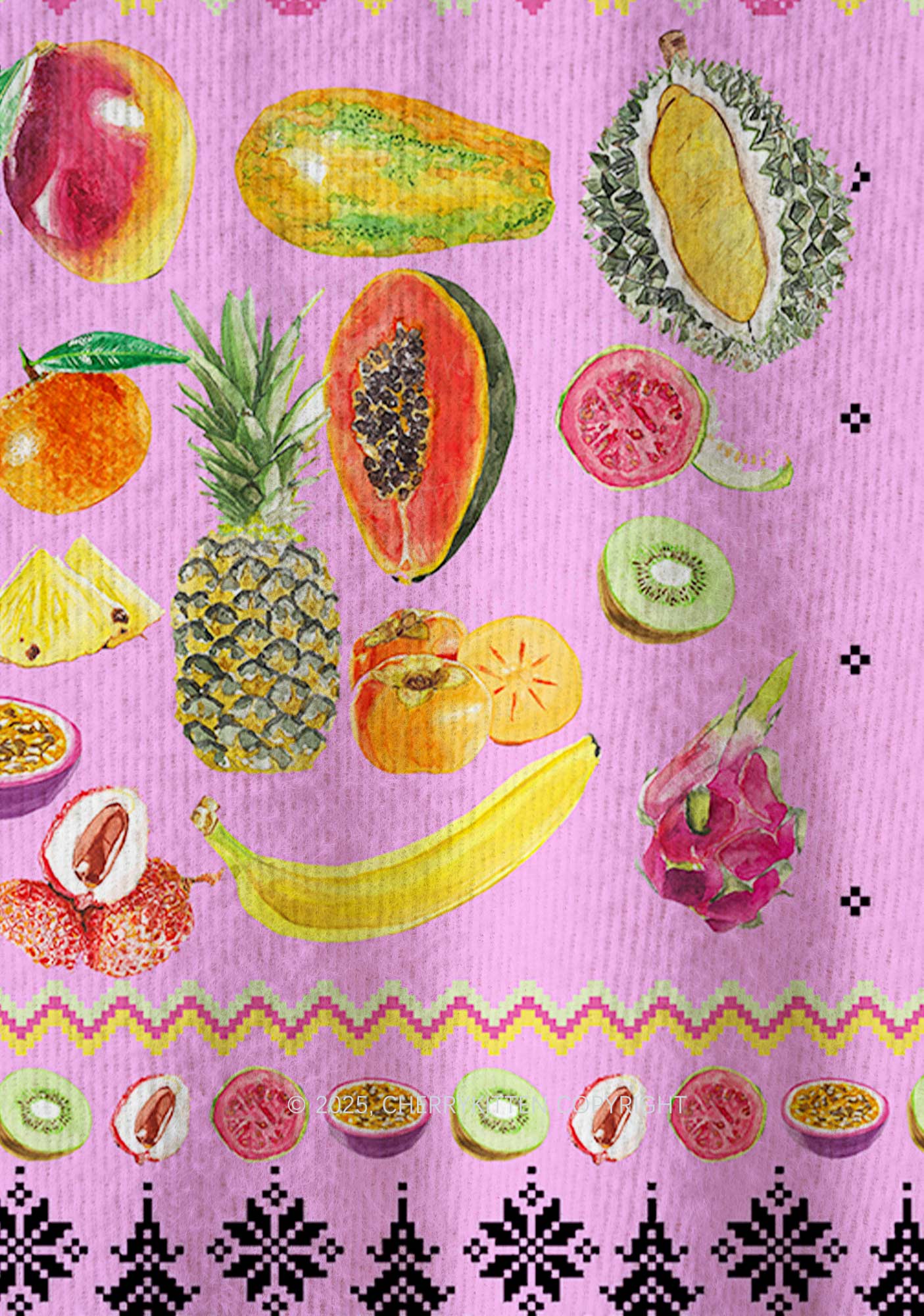 Fruity Y2K Christmas Knit Sweatshirt Cherrykitten - Image 6