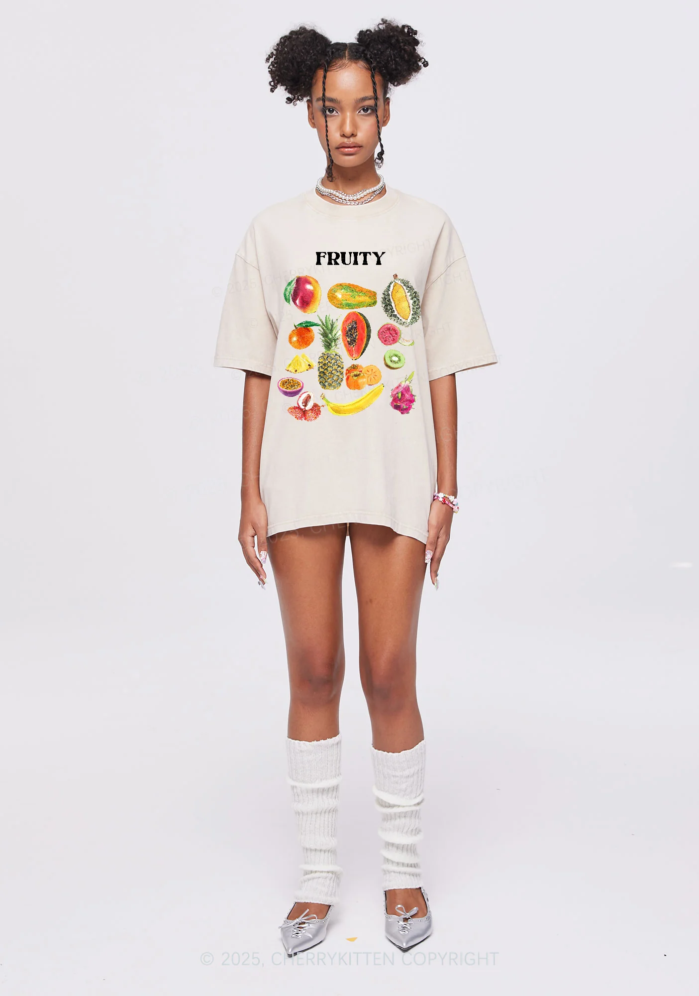 Fruity Y2K Shirts Washed Tee Cherrykitten - Image 2
