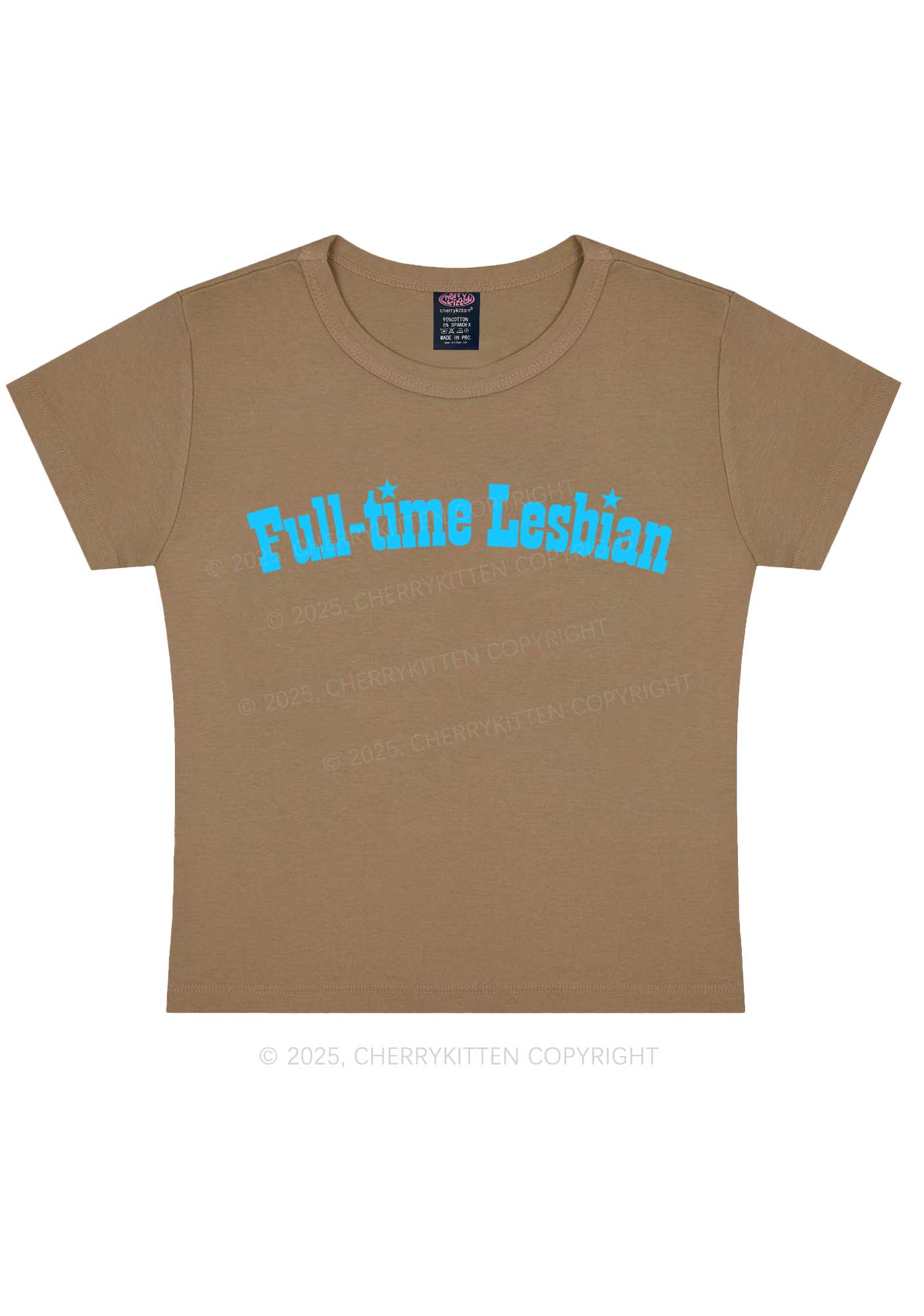 Full Time Lesbian Pride Y2K Baby Tee Cherrykitten - Image 10