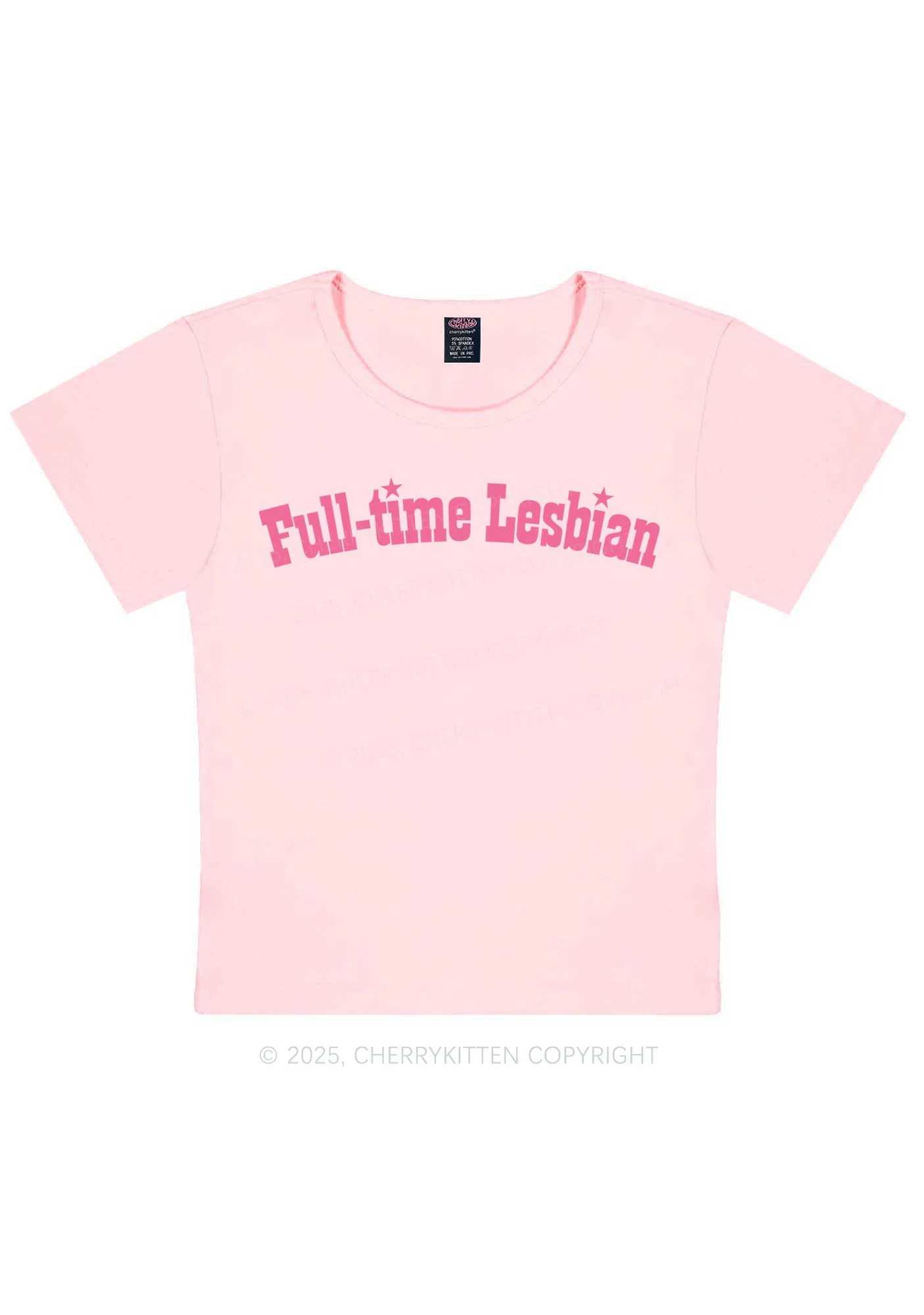 Full Time Lesbian Pride Y2K Baby Tee Cherrykitten - Image 11