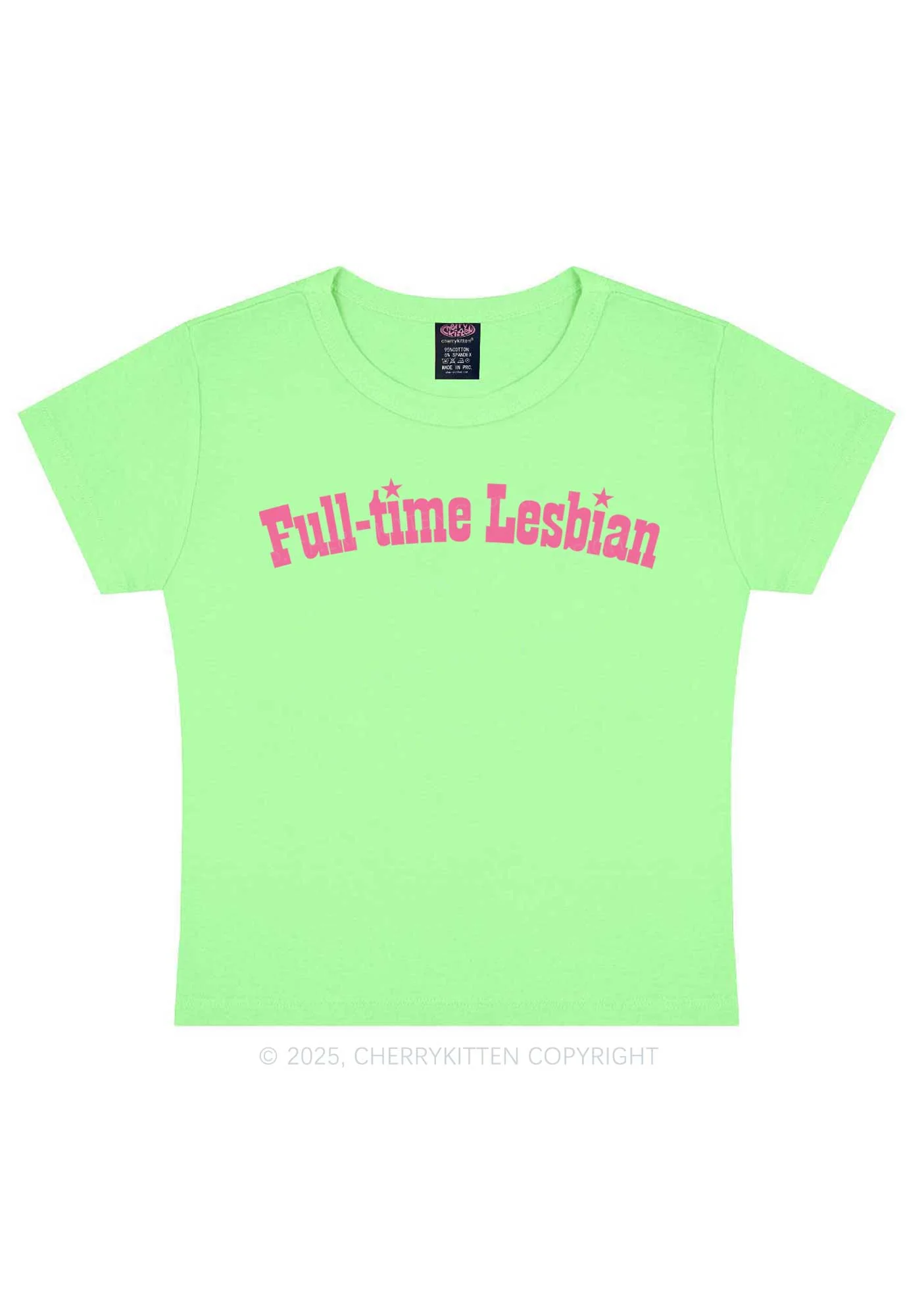 Full Time Lesbian Pride Y2K Baby Tee Cherrykitten - Image 12