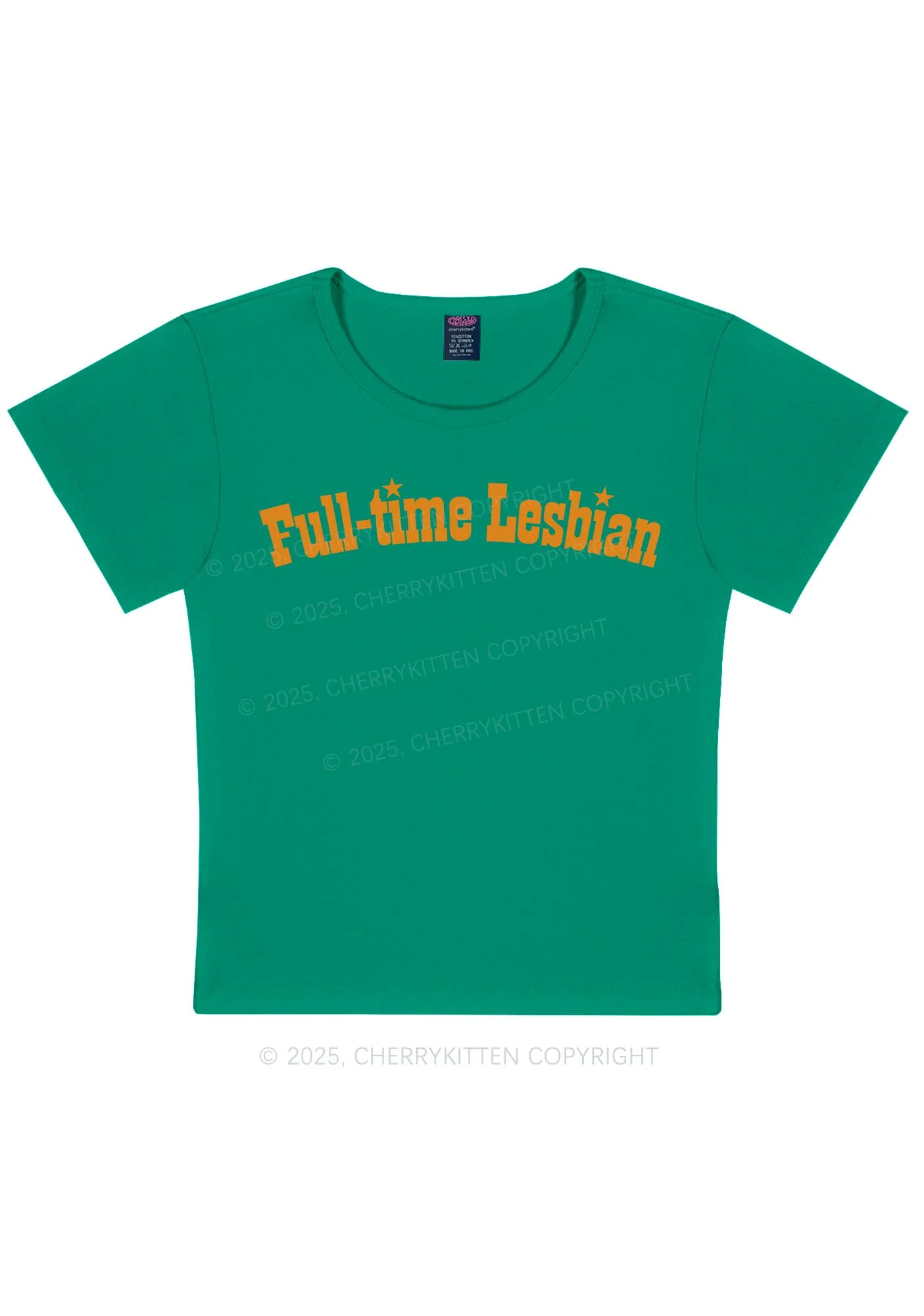 Full Time Lesbian Pride Y2K Baby Tee Cherrykitten - Image 13