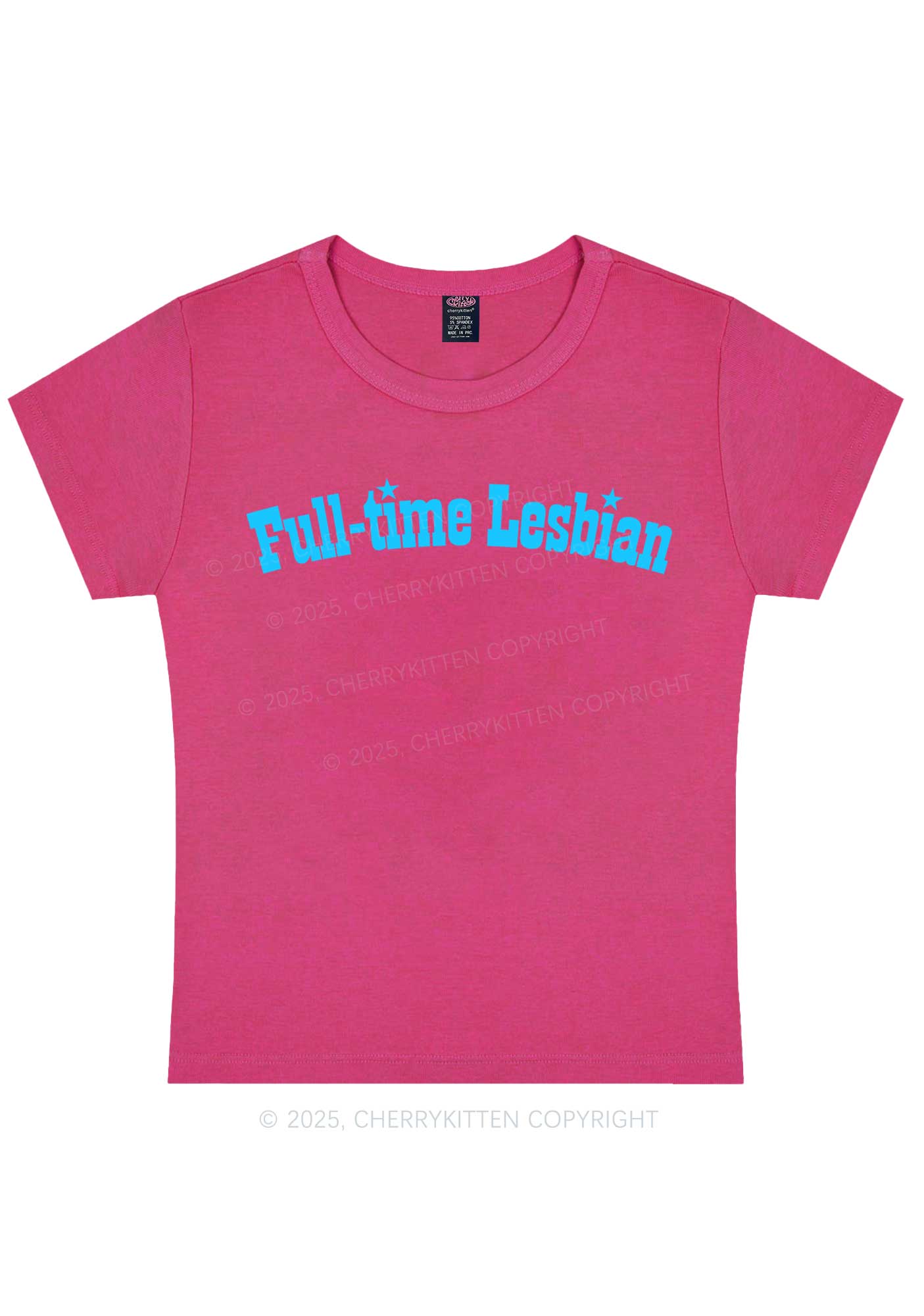 Full Time Lesbian Pride Y2K Baby Tee Cherrykitten - Image 6