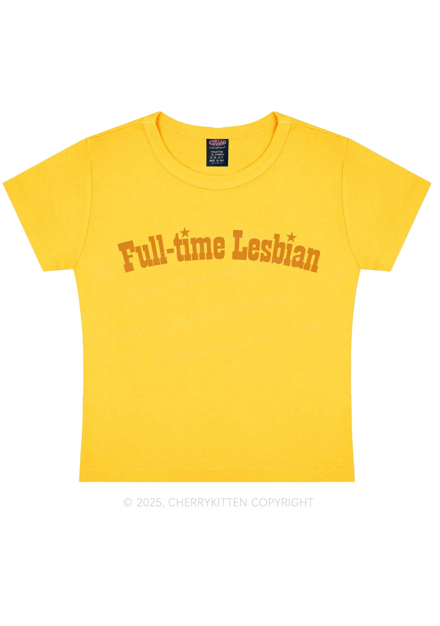 Full Time Lesbian Pride Y2K Baby Tee Cherrykitten - Image 8