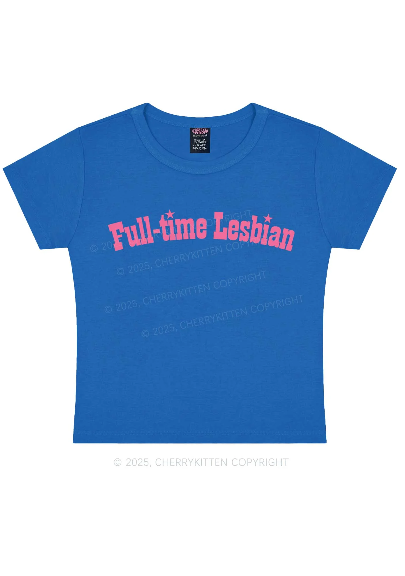 Full Time Lesbian Pride Y2K Baby Tee Cherrykitten - Image 9