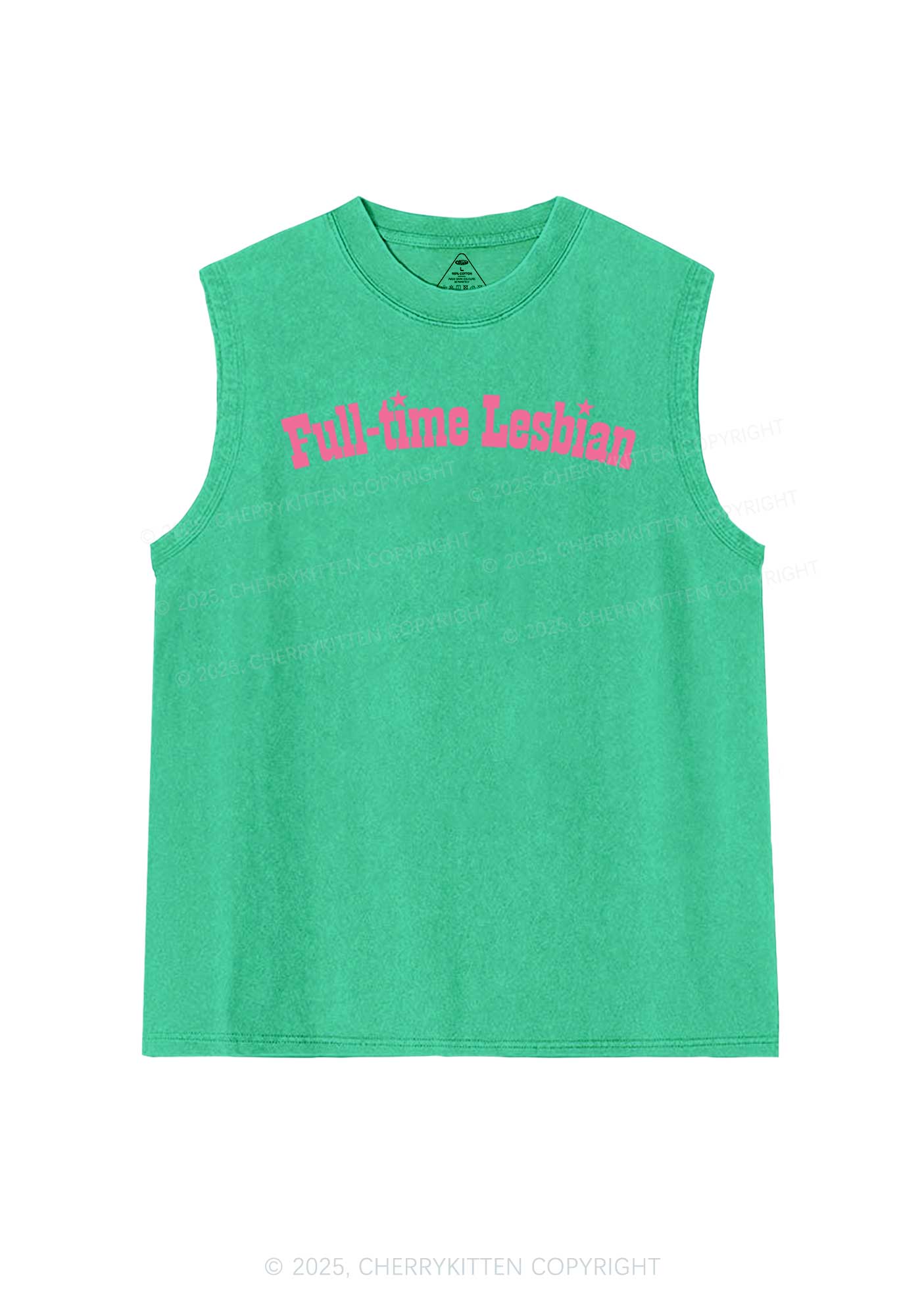 Full Time Lesbian Pride Y2K Washed Muscle Tank Cherrykitten - Image 7