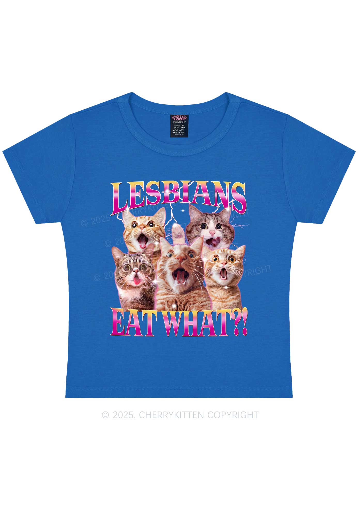 Funny Lesbian Cat Y2K Baby Tee Cherrykitten - Image 8