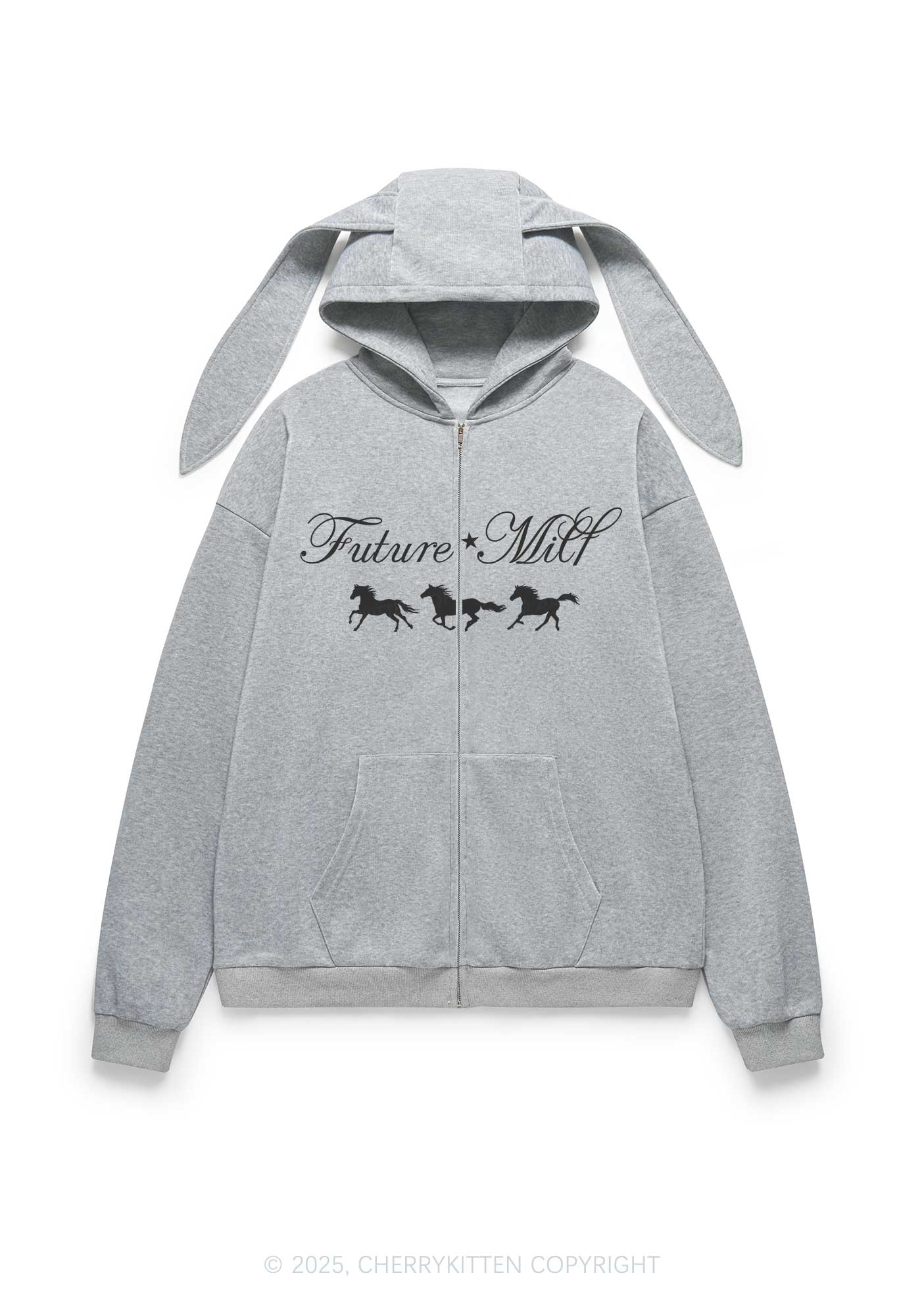Future Mxxf Pony Y2K Bunny Ear Zip Hoodie Cherrykitten - Image 4