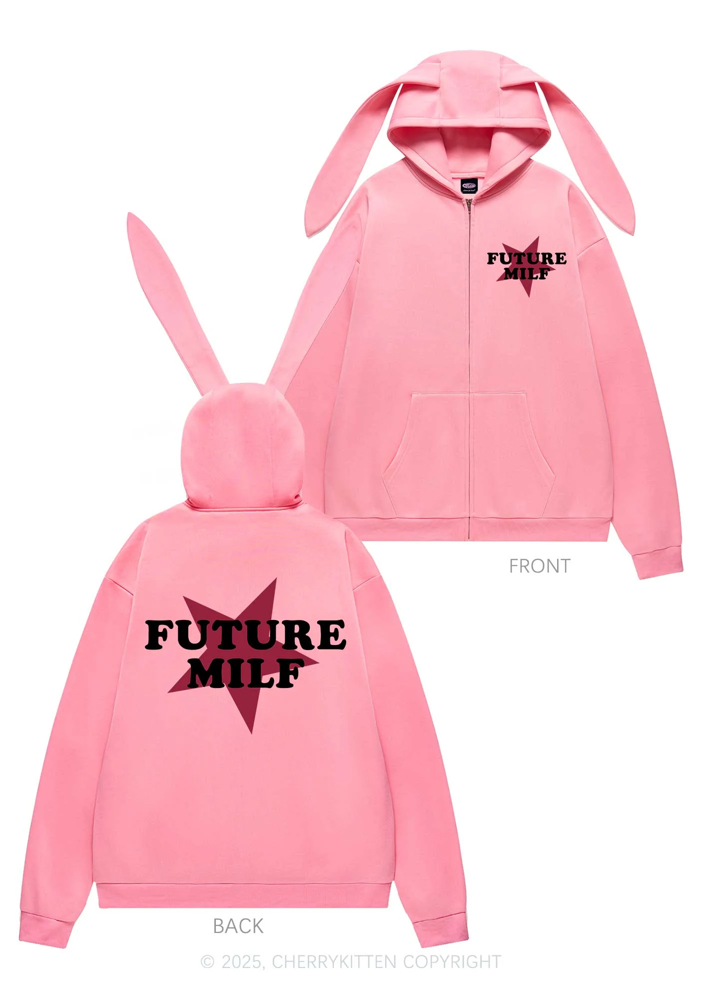 Future Mxxf Y2K Bunny Ear Zip Hoodie Cherrykitten - Image 4