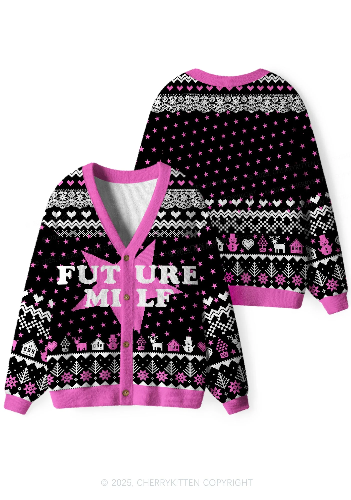 Future Mxxf Y2K Christmas Cardigan Knit Sweatshirt Cherrykitten - Image 3