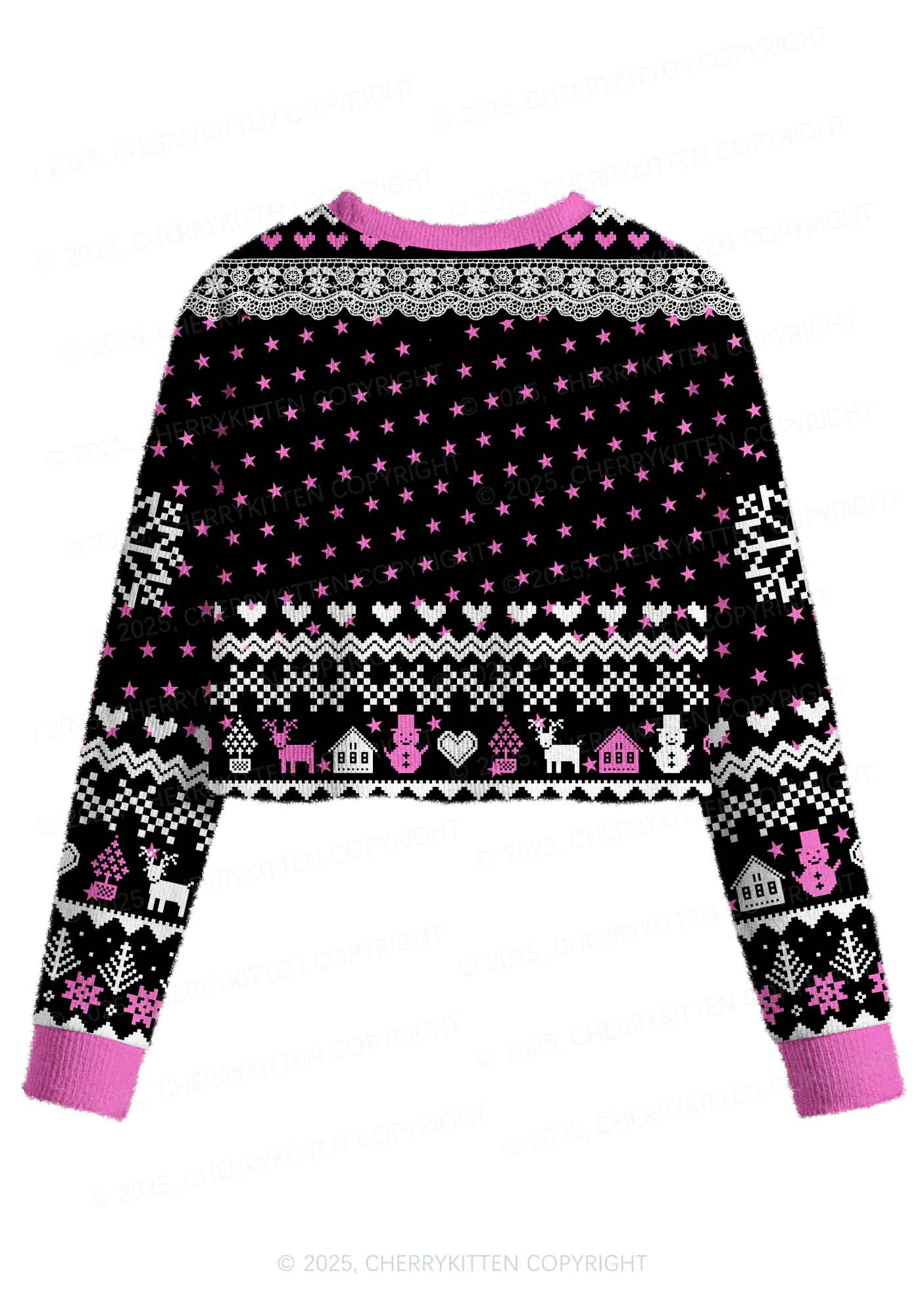 Future Mxxf Y2K Christmas Crop Knit Sweatshirt Cherrykitten - Image 2