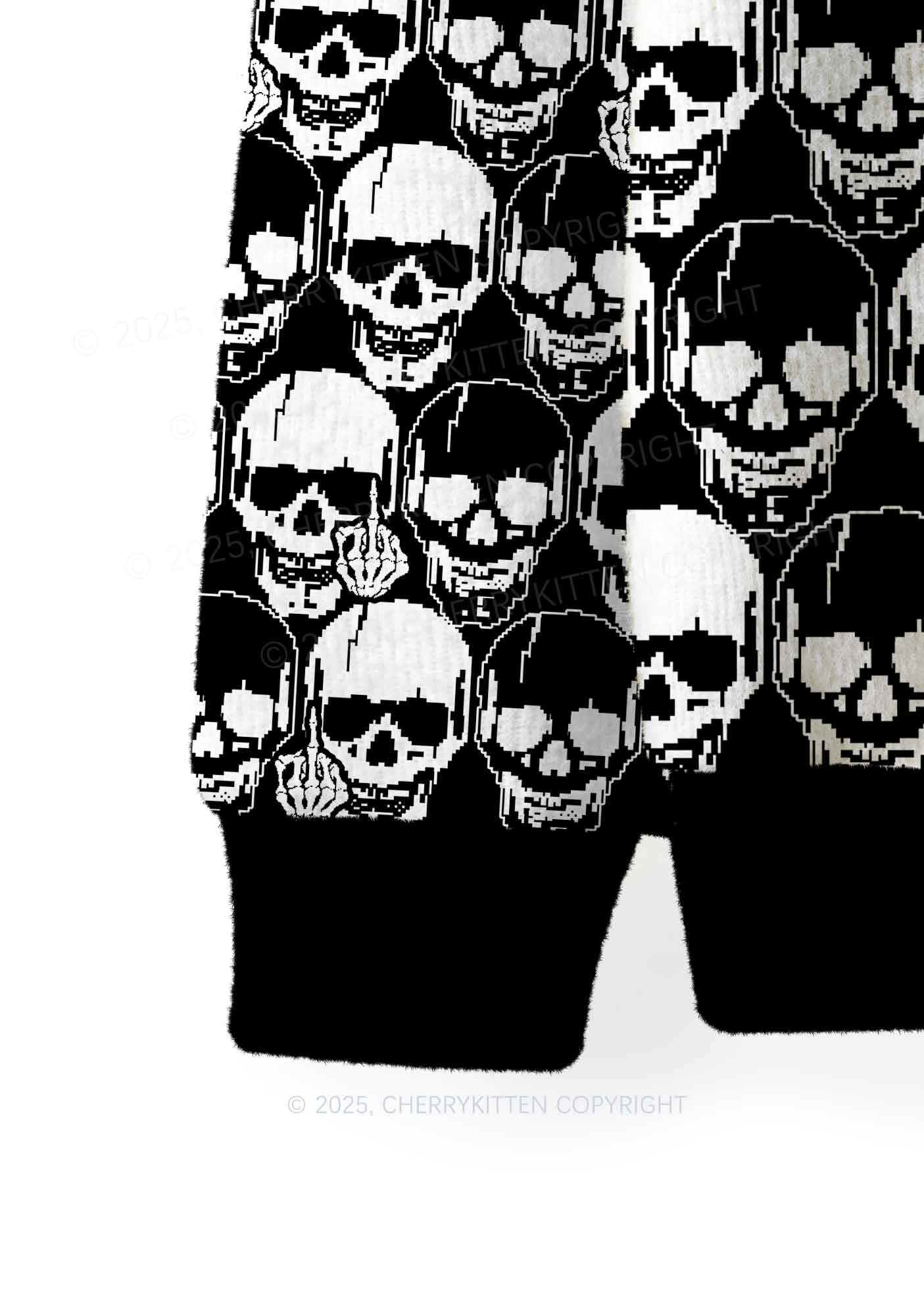 Fxck Skulls Y2K Christmas Knit Sweatshirt Cherrykitten - Image 4