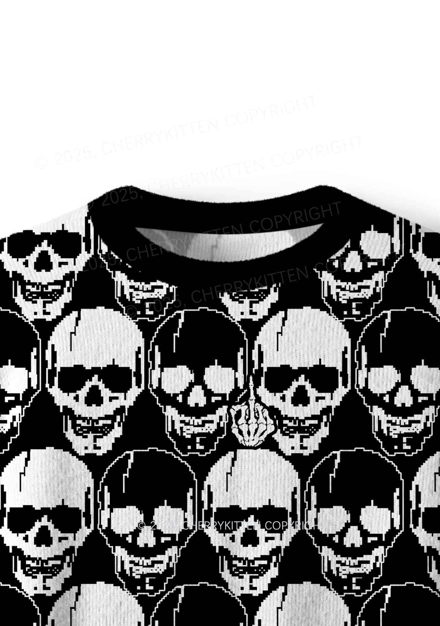 Fxck Skulls Y2K Christmas Knit Sweatshirt Cherrykitten - Image 6