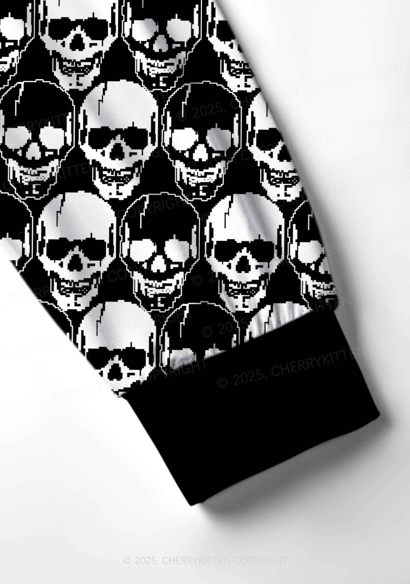 Fxck Skulls Y2K Print Long Sleeve Pajama Set Cherrykitten - Image 5