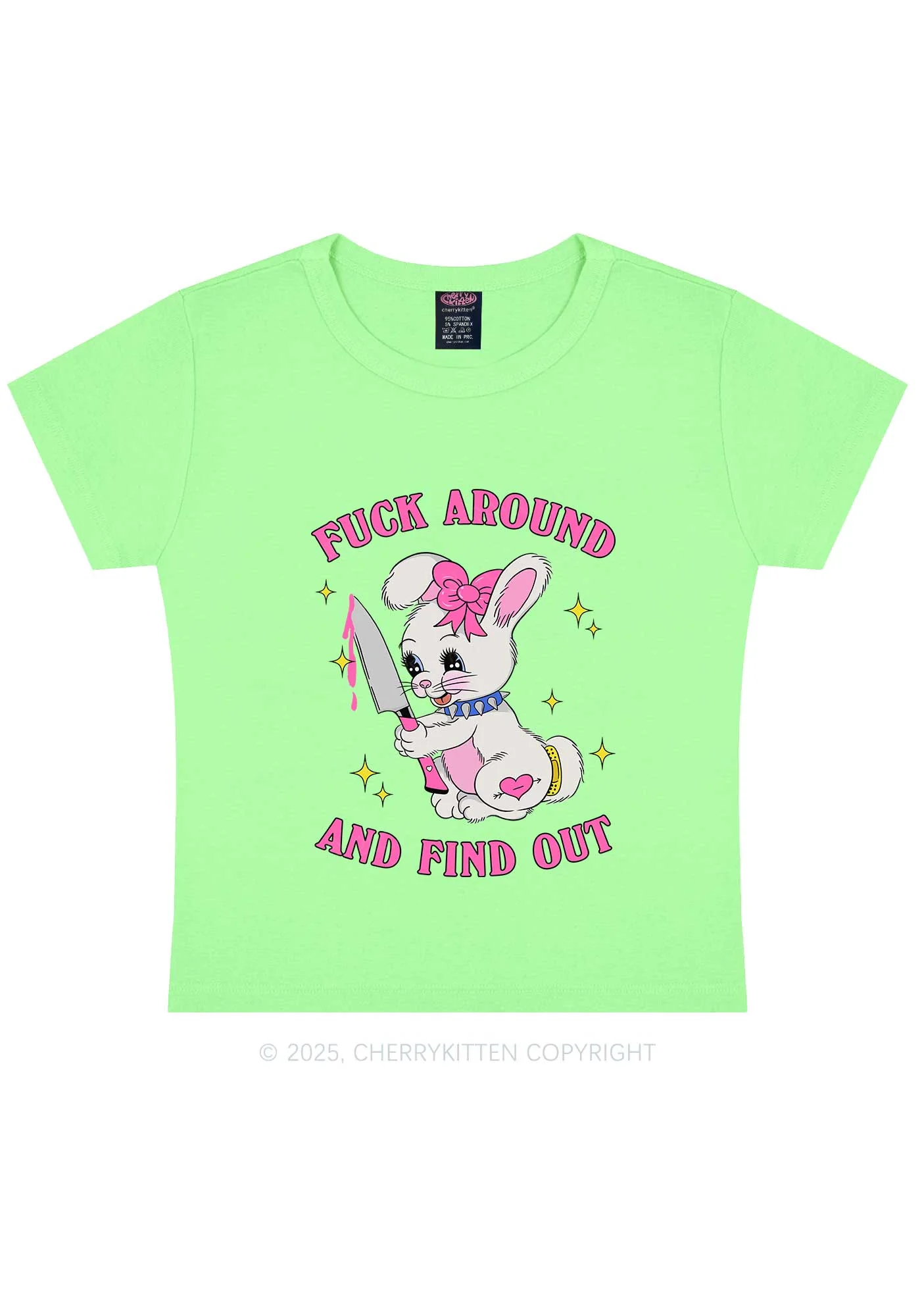 Fxxk Around Bunny Y2K Baby Tee Cherrykitten - Image 12
