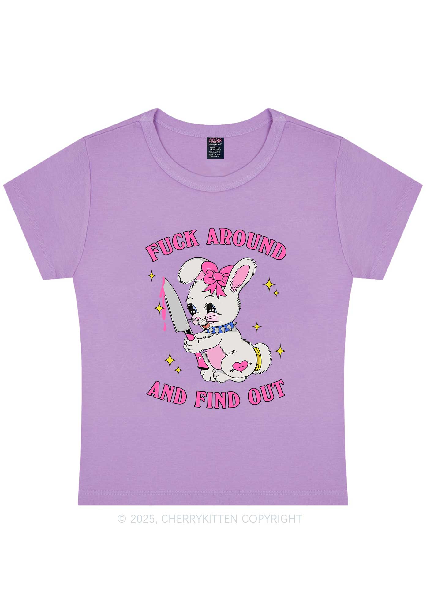 Fxxk Around Bunny Y2K Baby Tee Cherrykitten - Image 5