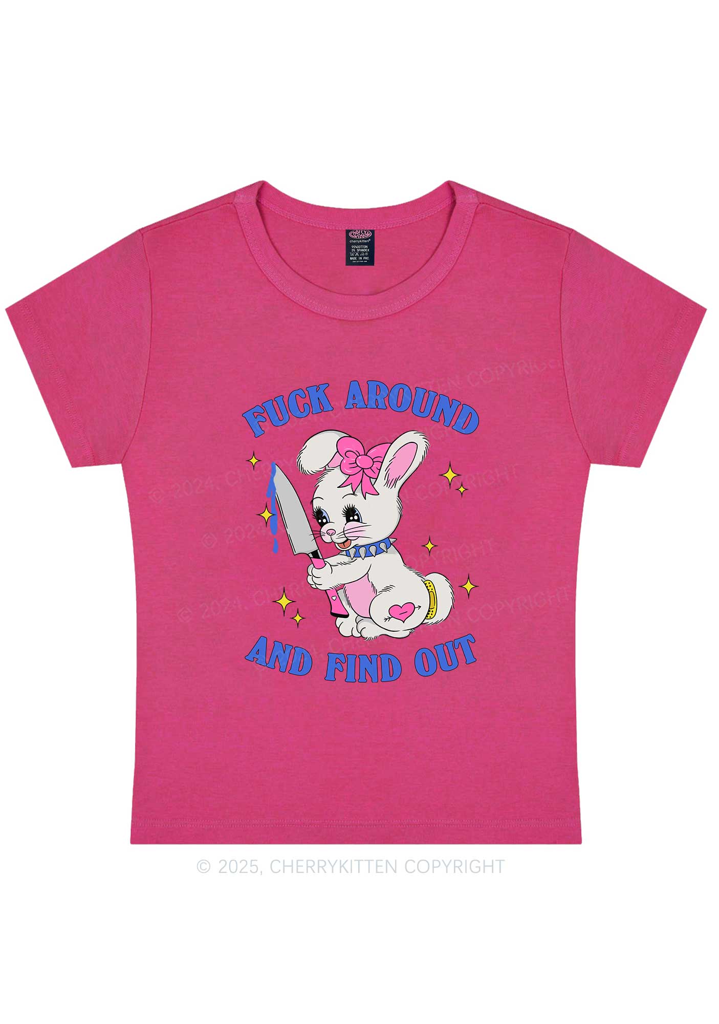 Fxxk Around Bunny Y2K Baby Tee Cherrykitten - Image 6