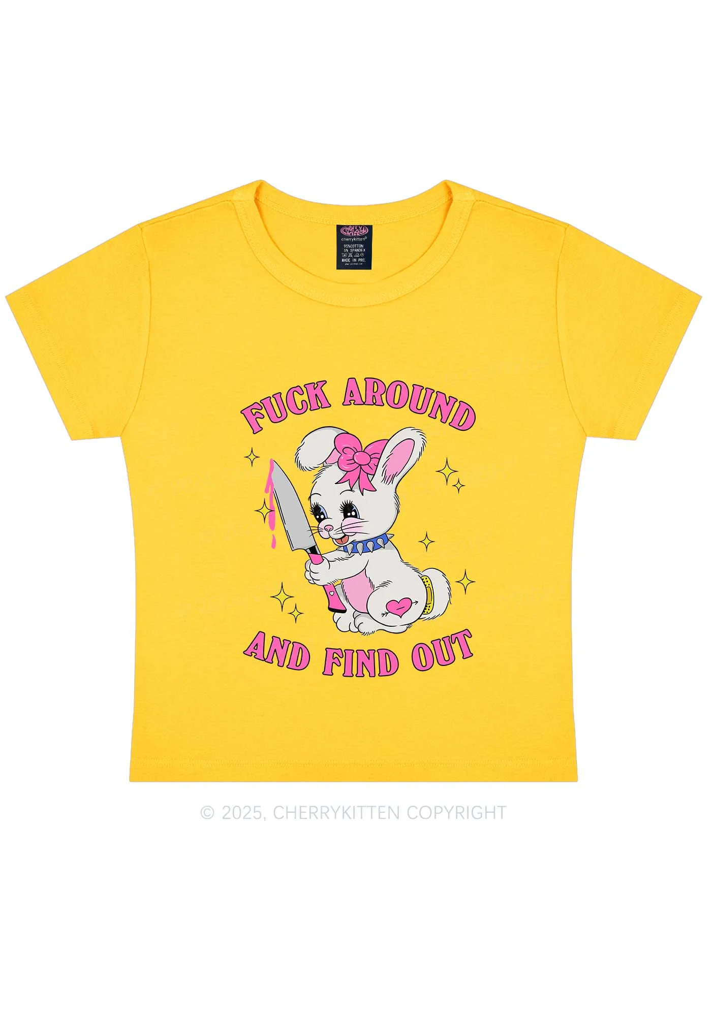 Fxxk Around Bunny Y2K Baby Tee Cherrykitten - Image 7