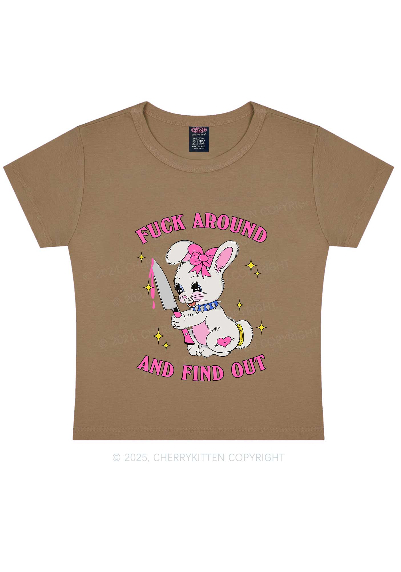Fxxk Around Bunny Y2K Baby Tee Cherrykitten - Image 9