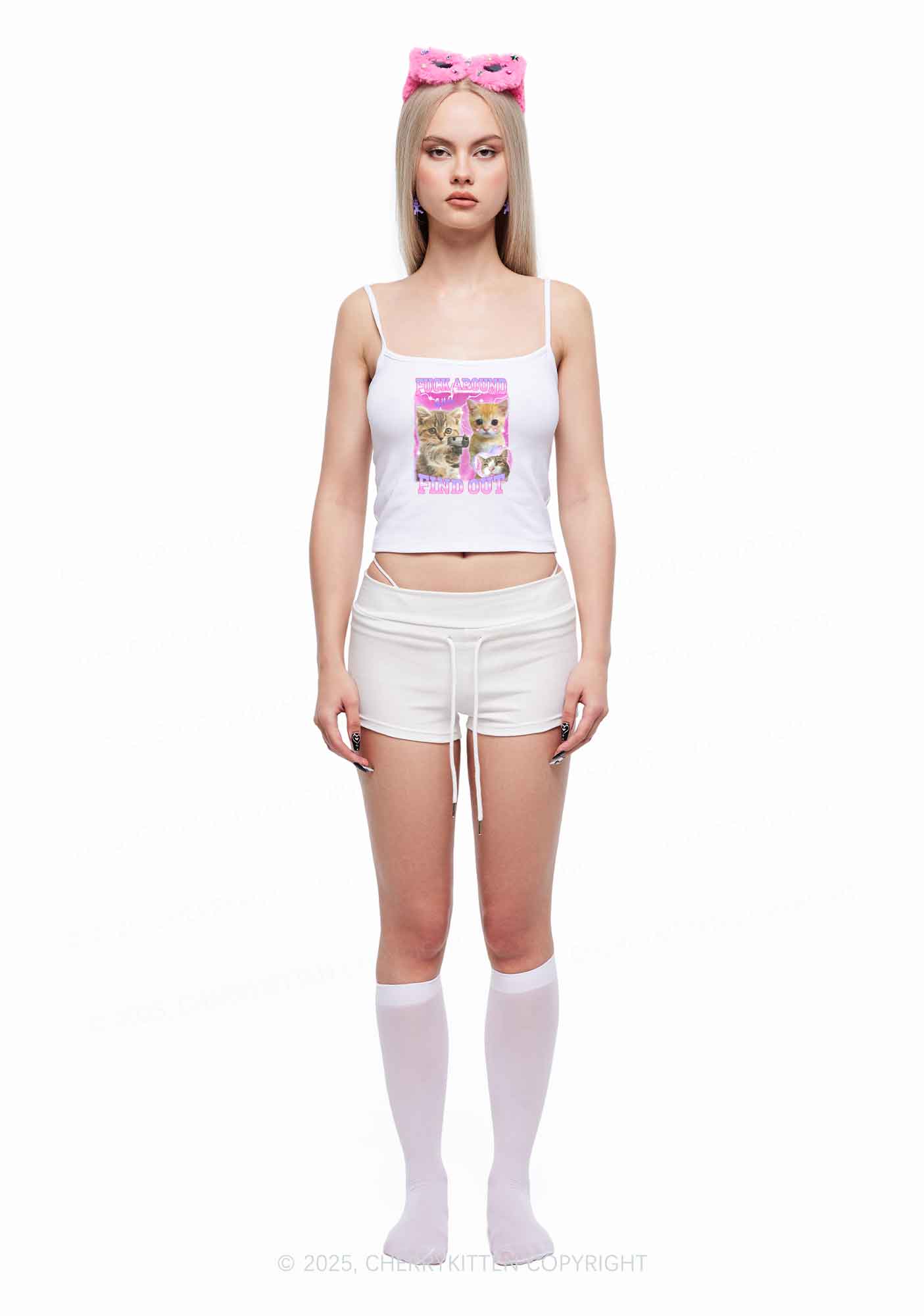 Fxxk Around Cats Y2K Spaghetti Strap Cami Cherrykitten - Image 2