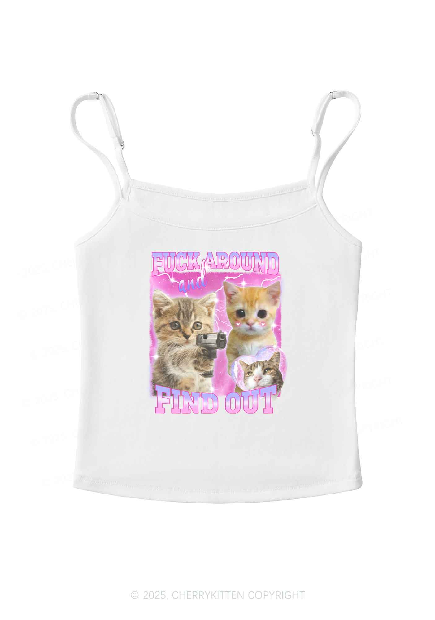 Fxxk Around Cats Y2K Spaghetti Strap Cami Cherrykitten - Image 3