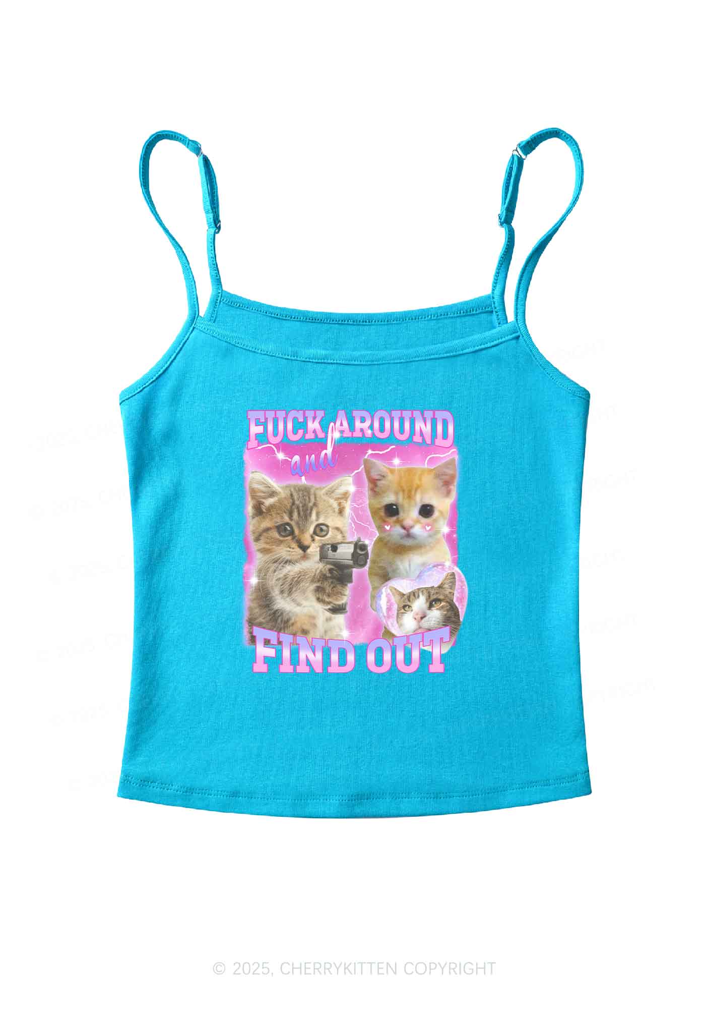 Fxxk Around Cats Y2K Spaghetti Strap Cami Cherrykitten - Image 4