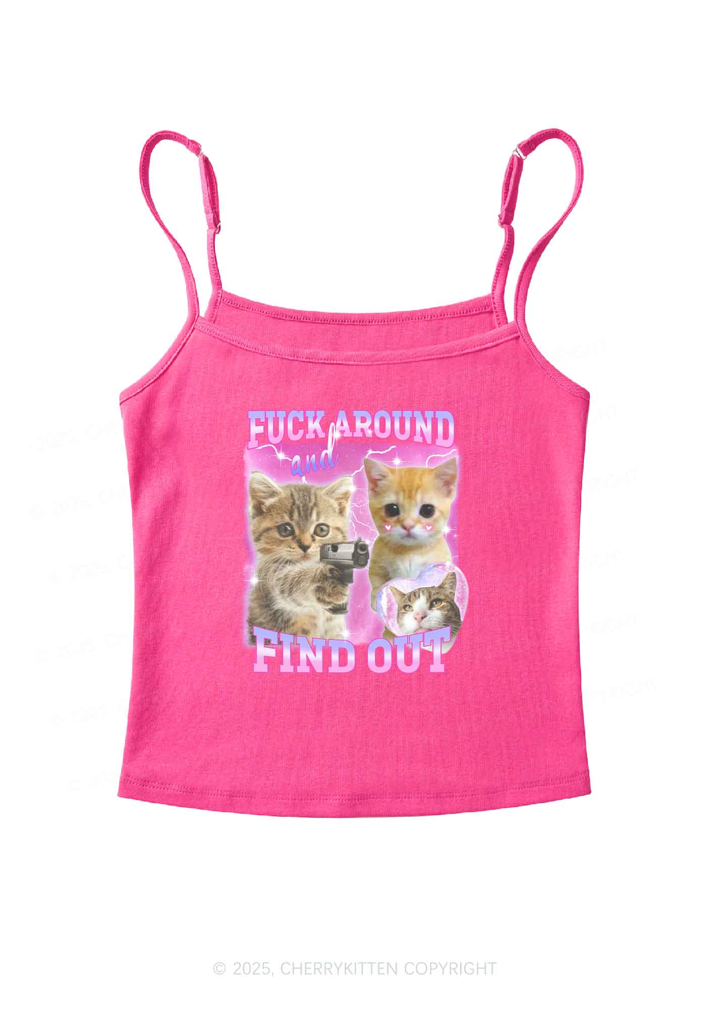Fxxk Around Cats Y2K Spaghetti Strap Cami Cherrykitten - Image 5