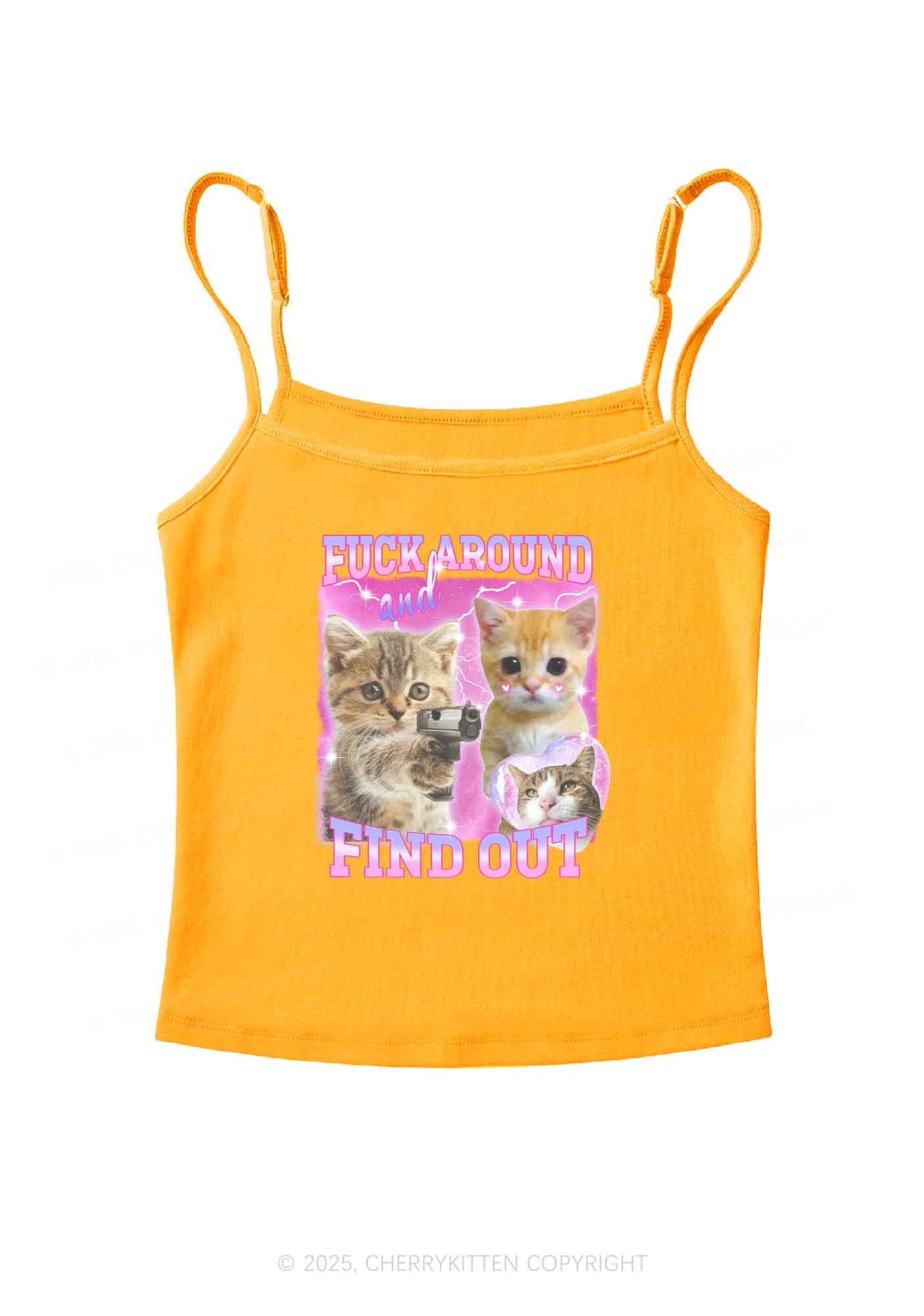 Fxxk Around Cats Y2K Spaghetti Strap Cami Cherrykitten - Image 6