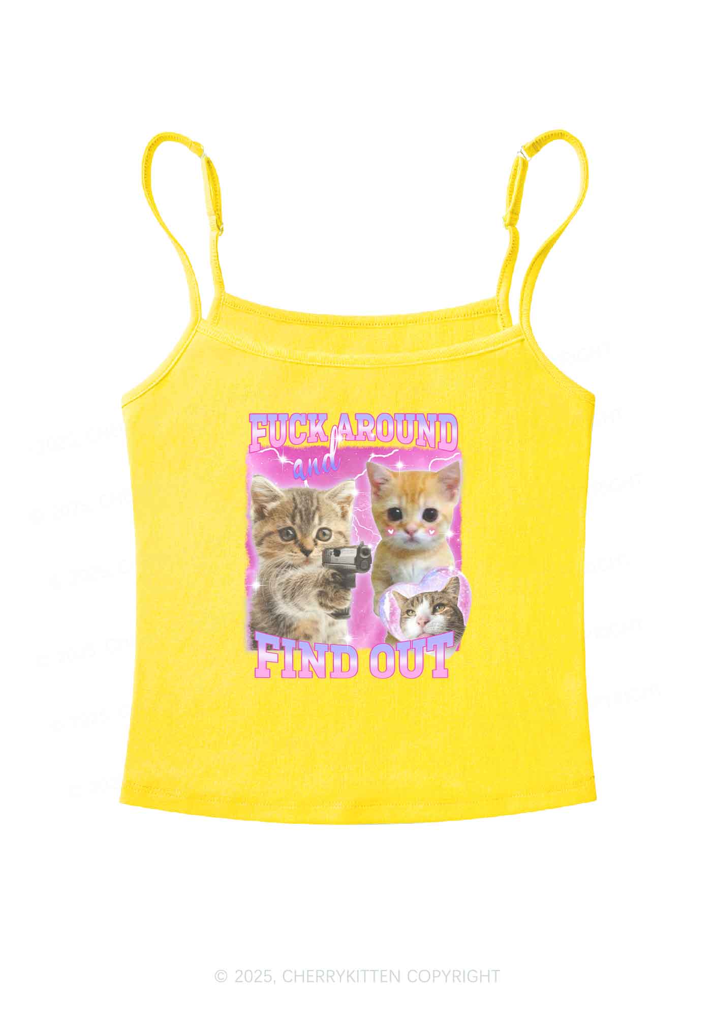 Fxxk Around Cats Y2K Spaghetti Strap Cami Cherrykitten - Image 7