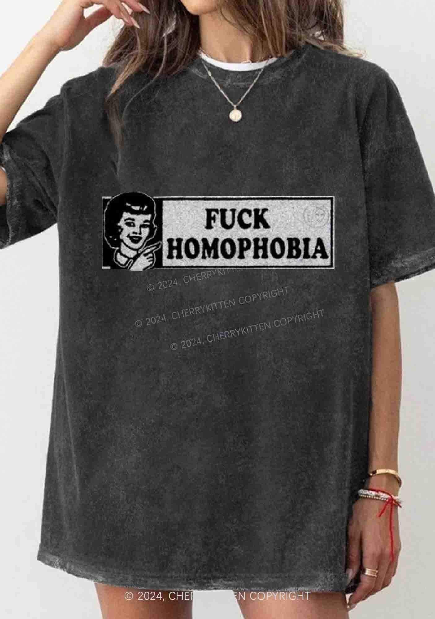 Fxxk Homophobia Y2K Washed Tee Cherrykitten - Image 2