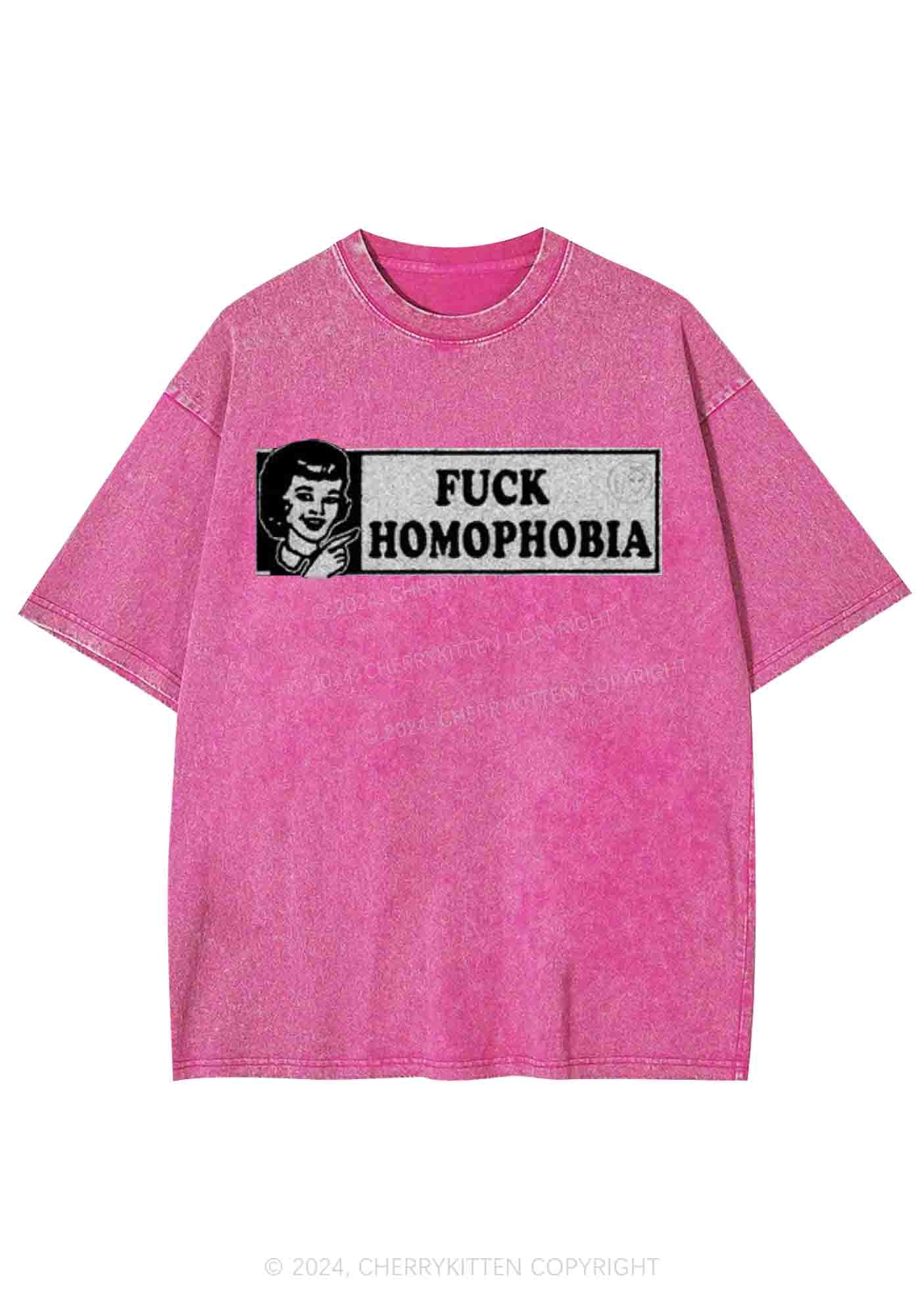 Fxxk Homophobia Y2K Washed Tee Cherrykitten - Image 3