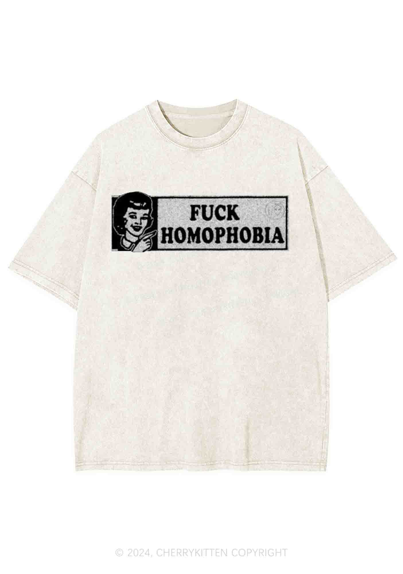 Fxxk Homophobia Y2K Washed Tee Cherrykitten - Image 4