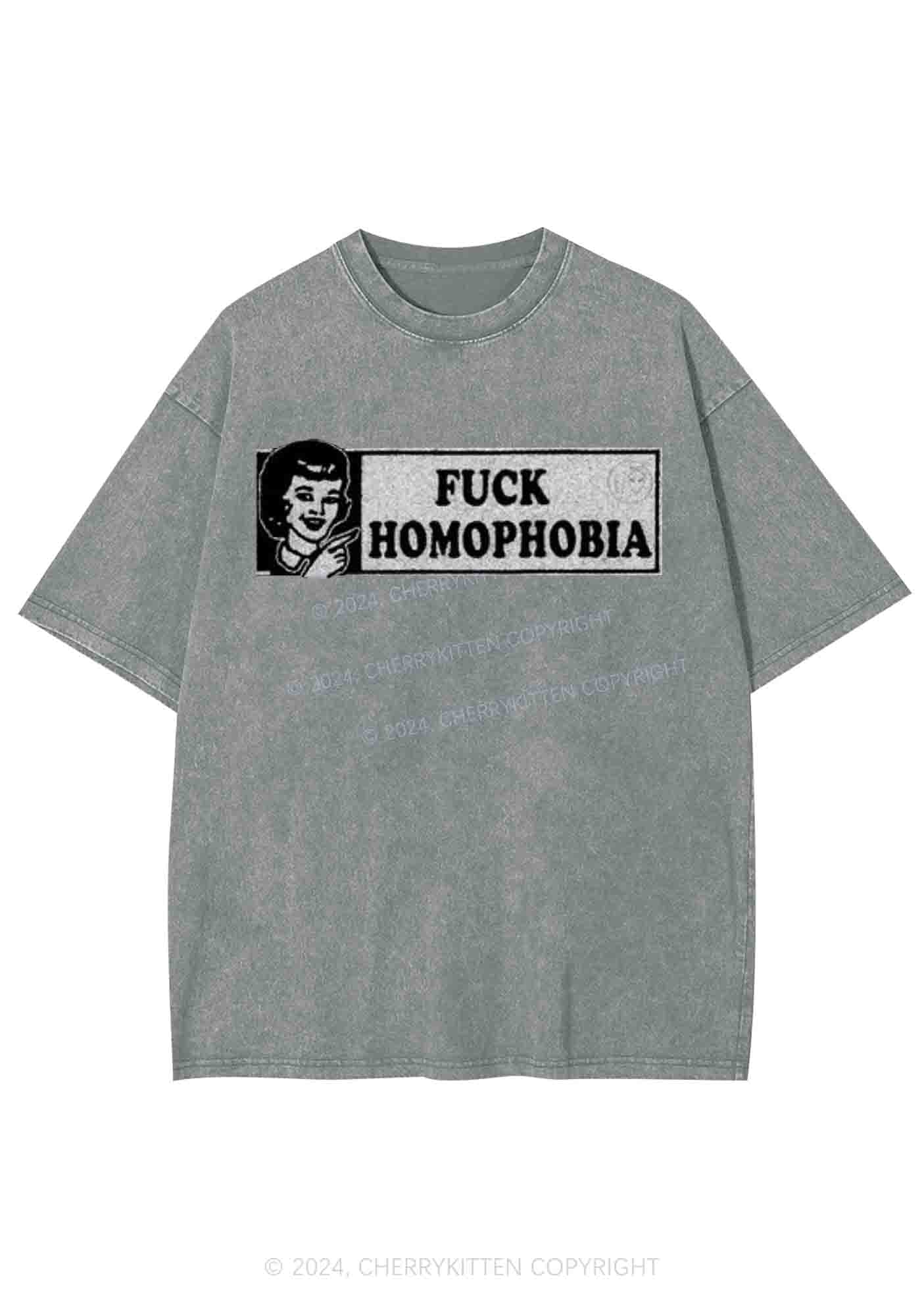 Fxxk Homophobia Y2K Washed Tee Cherrykitten - Image 5