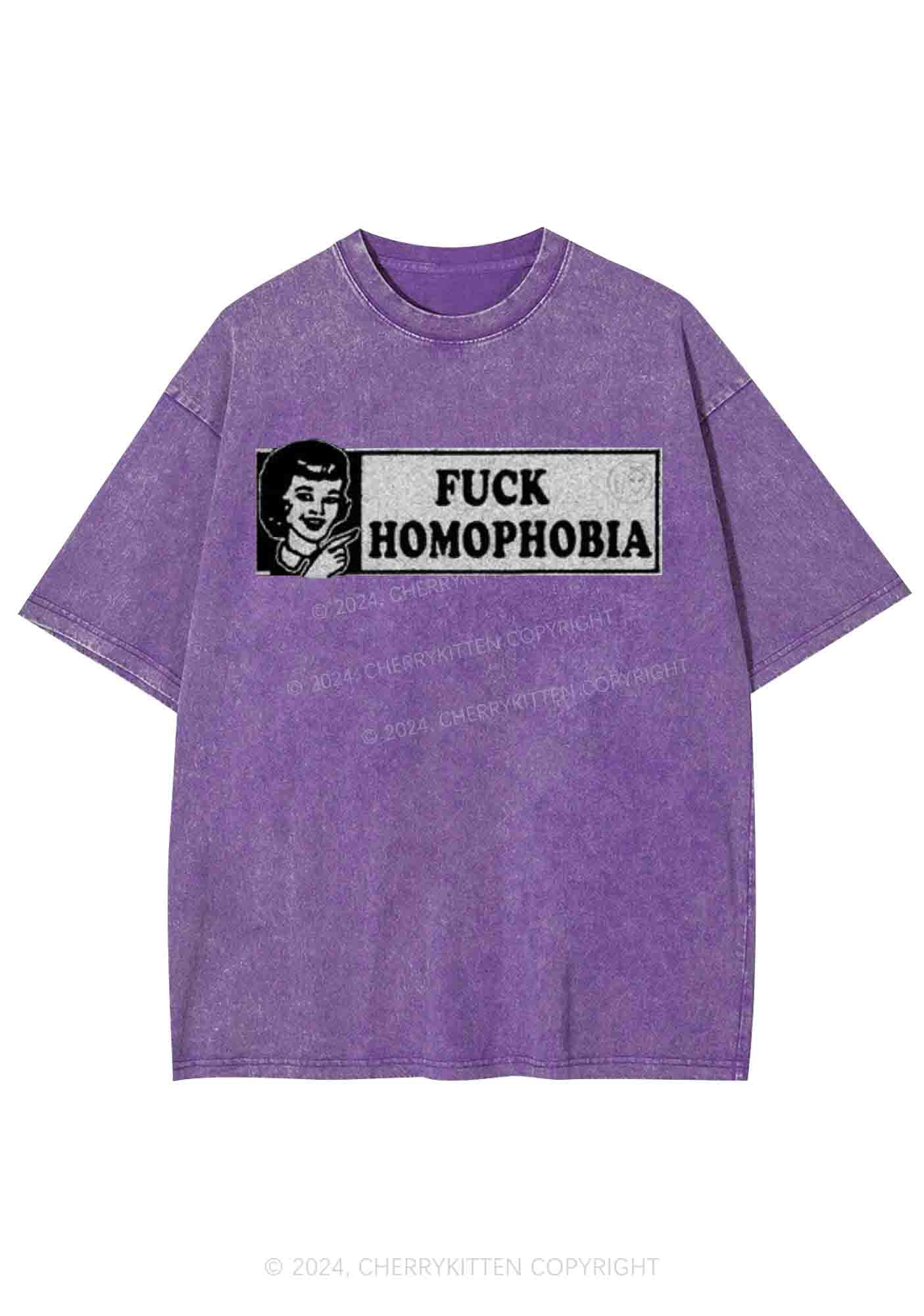 Fxxk Homophobia Y2K Washed Tee Cherrykitten - Image 6