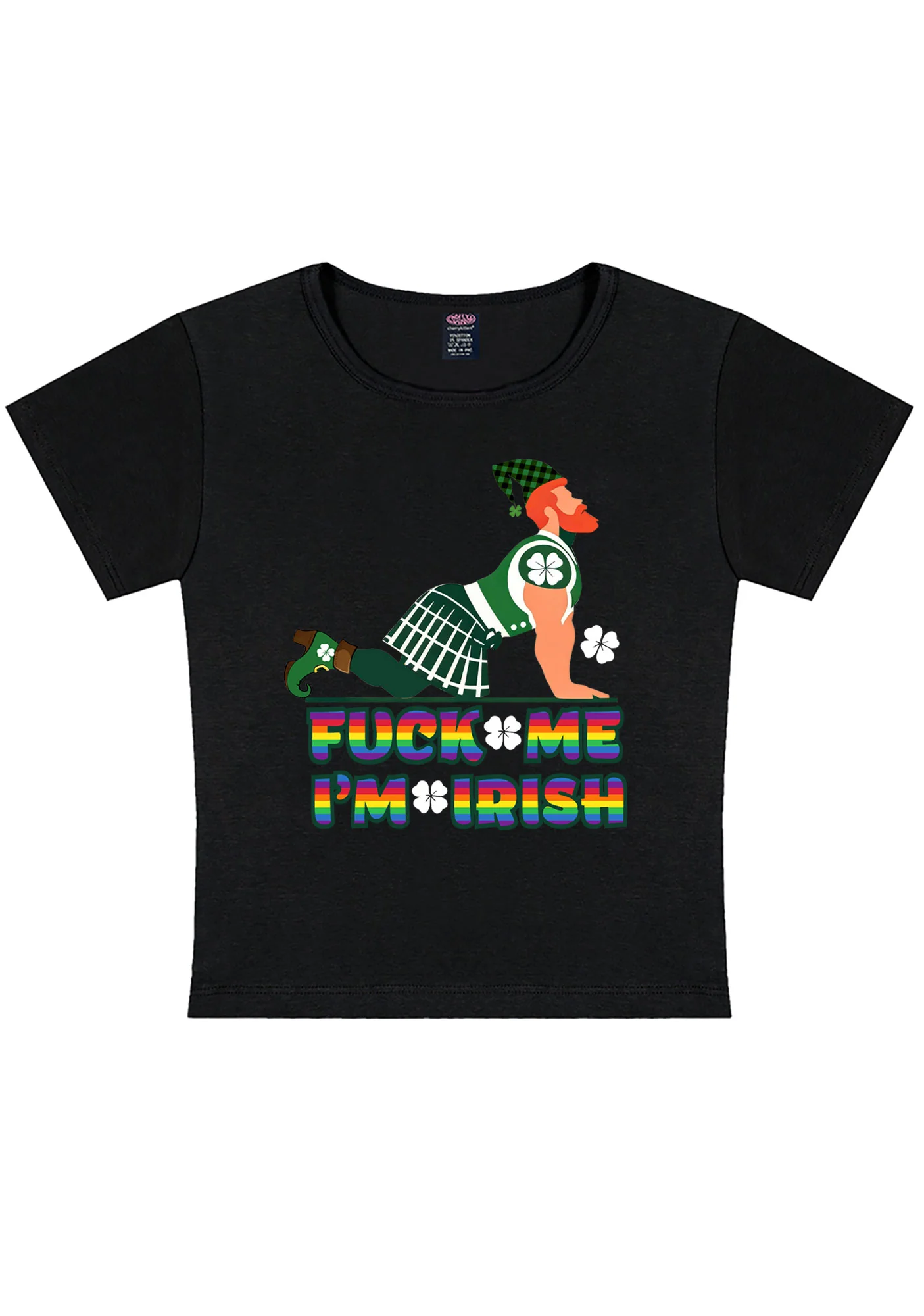 Fxxk Me Im Irish St Patricks Y2K Baby Tee Cherrykitten - Image 3