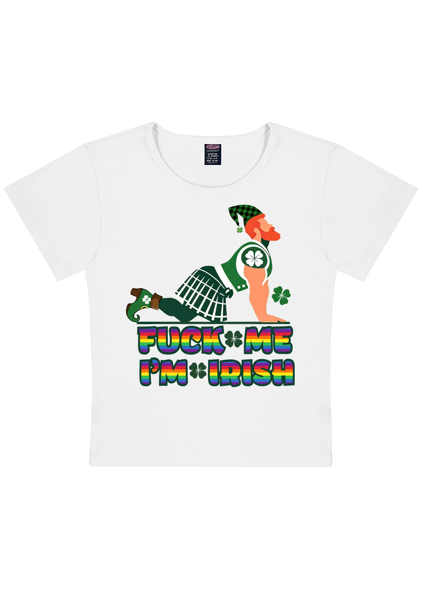 Fxxk Me Im Irish St Patricks Y2K Baby Tee Cherrykitten - Image 4