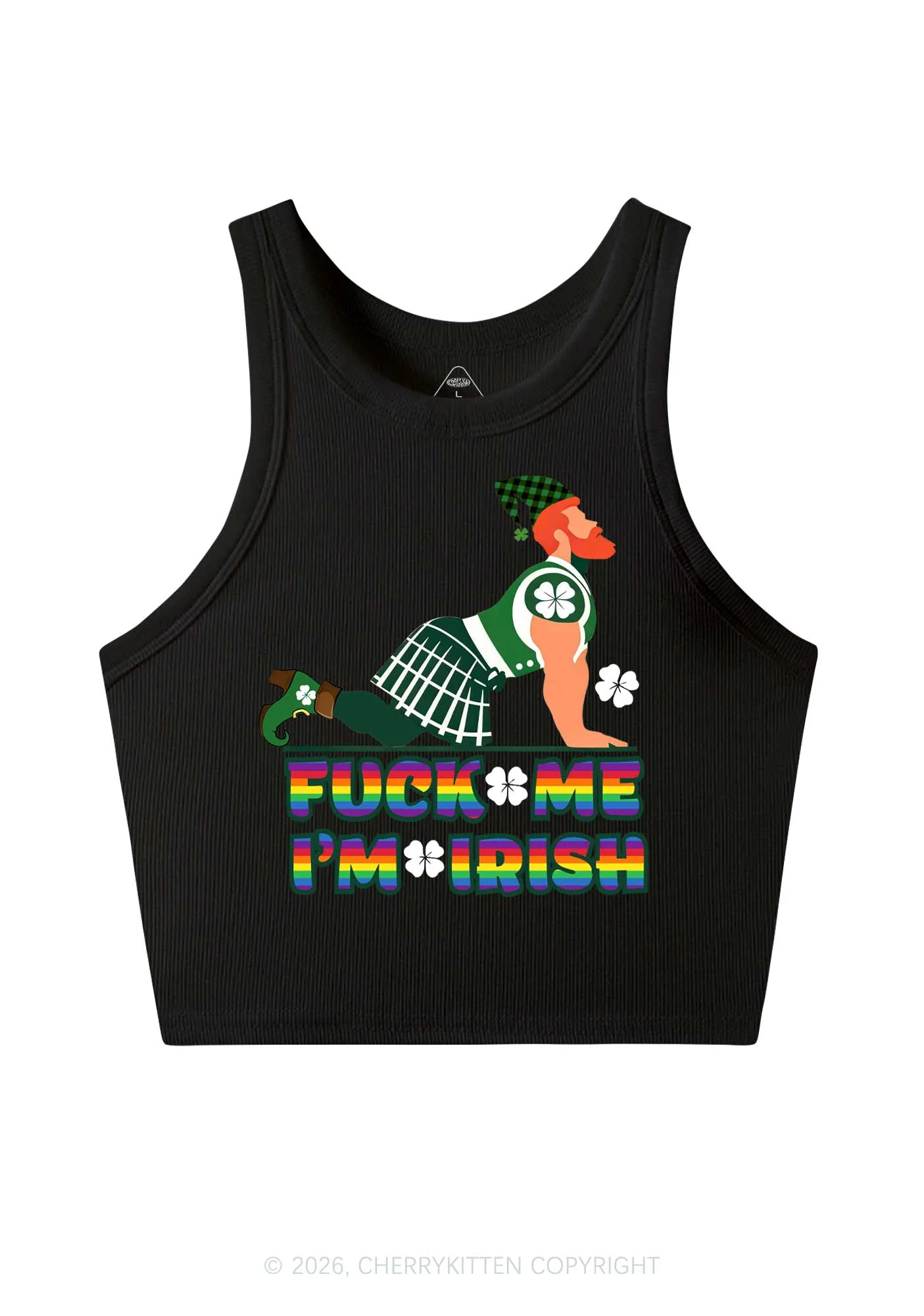 Fxxk Me Im Irish St Patricks Y2K Crop Tank Top Cherrykitten - Image 3