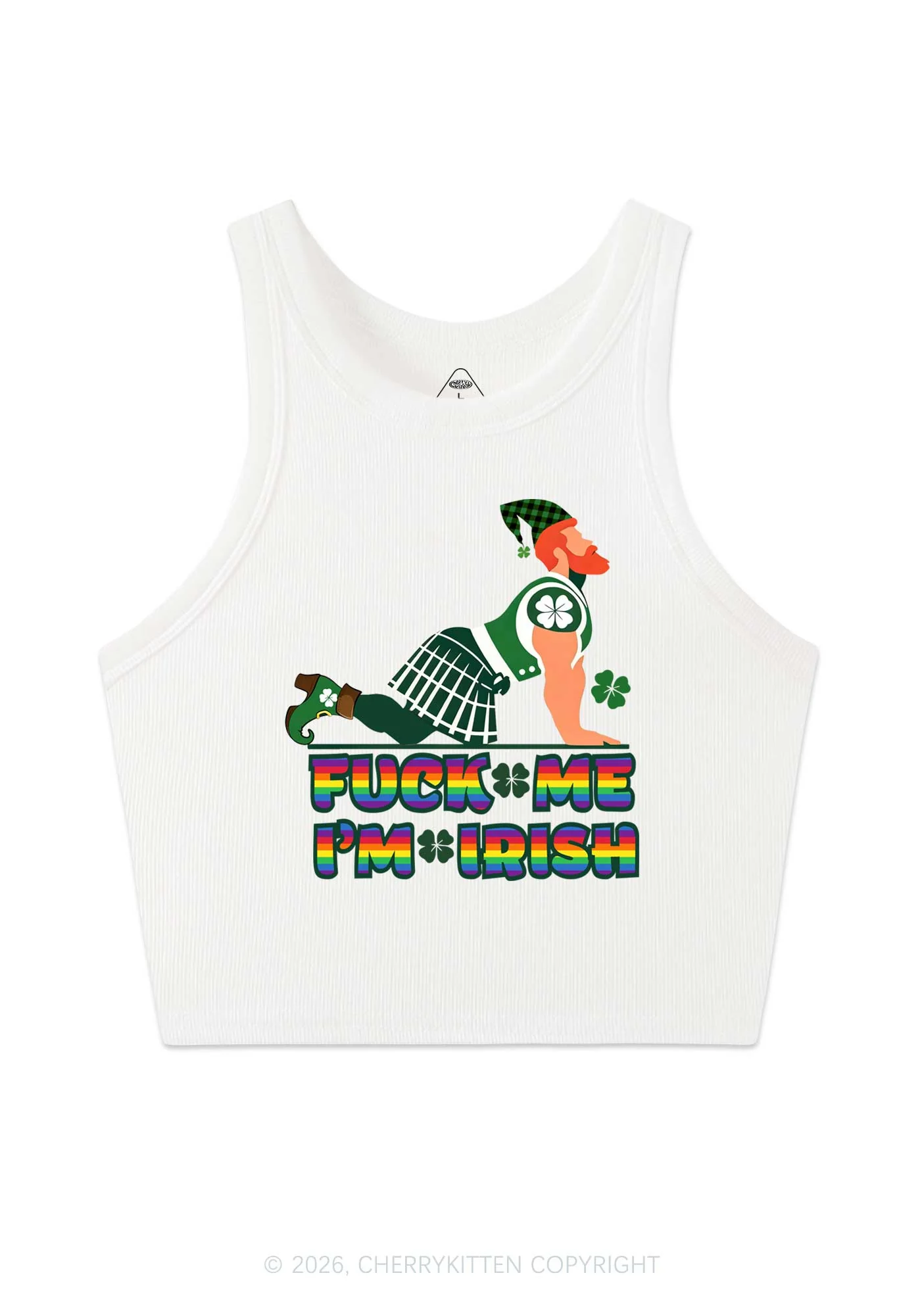 Fxxk Me Im Irish St Patricks Y2K Crop Tank Top Cherrykitten - Image 4