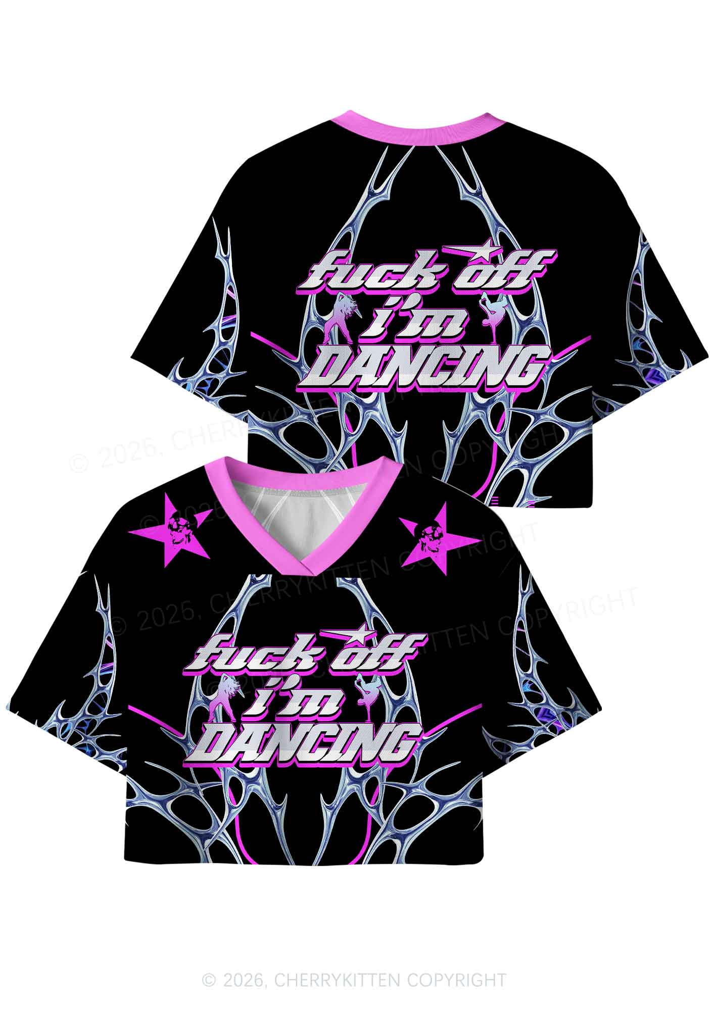Fxxk Off Im Dancing Y2K Crop Sport Jersey Shirts Cherrykitten - Image 5