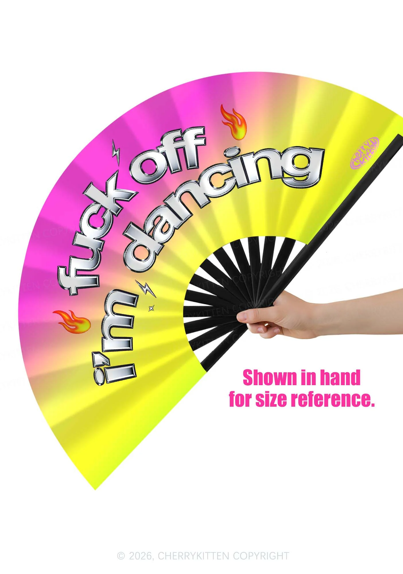Fxxk Off Im Dancing Y2K Rave Hand Fan Cherrykitten - Image 2