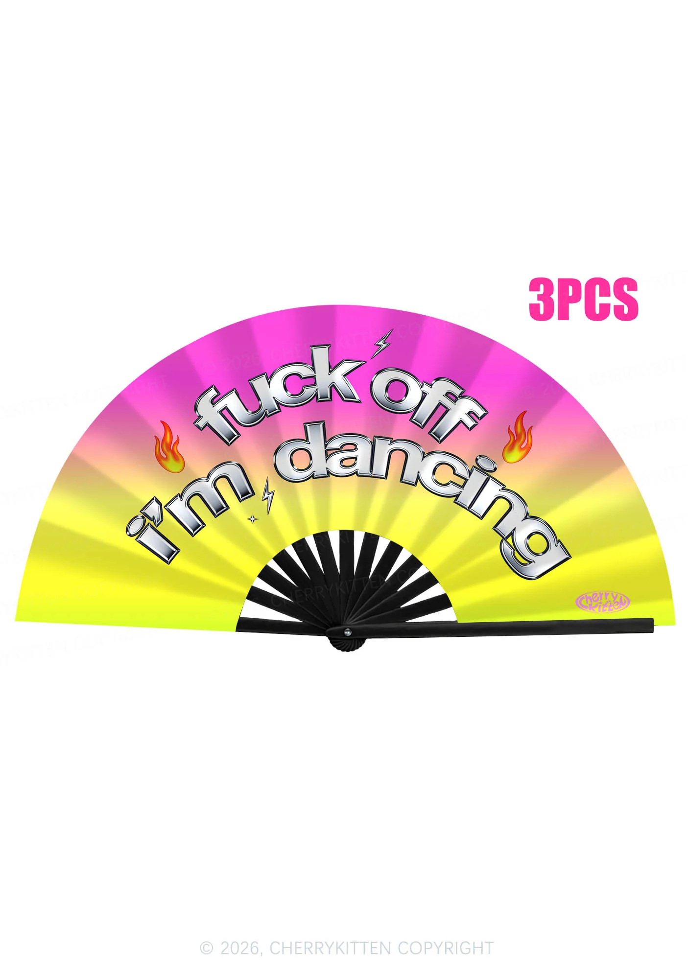 Fxxk Off Im Dancing Y2K Rave Hand Fan Cherrykitten - Image 3