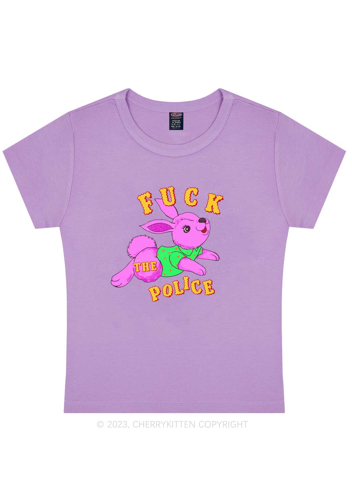 Fxxk The Police Bunny Y2K Baby Tee Cherrykitten - Image 4