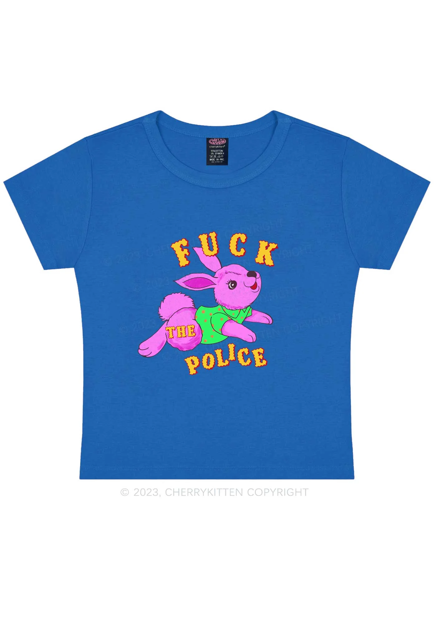 Fxxk The Police Bunny Y2K Baby Tee Cherrykitten - Image 7