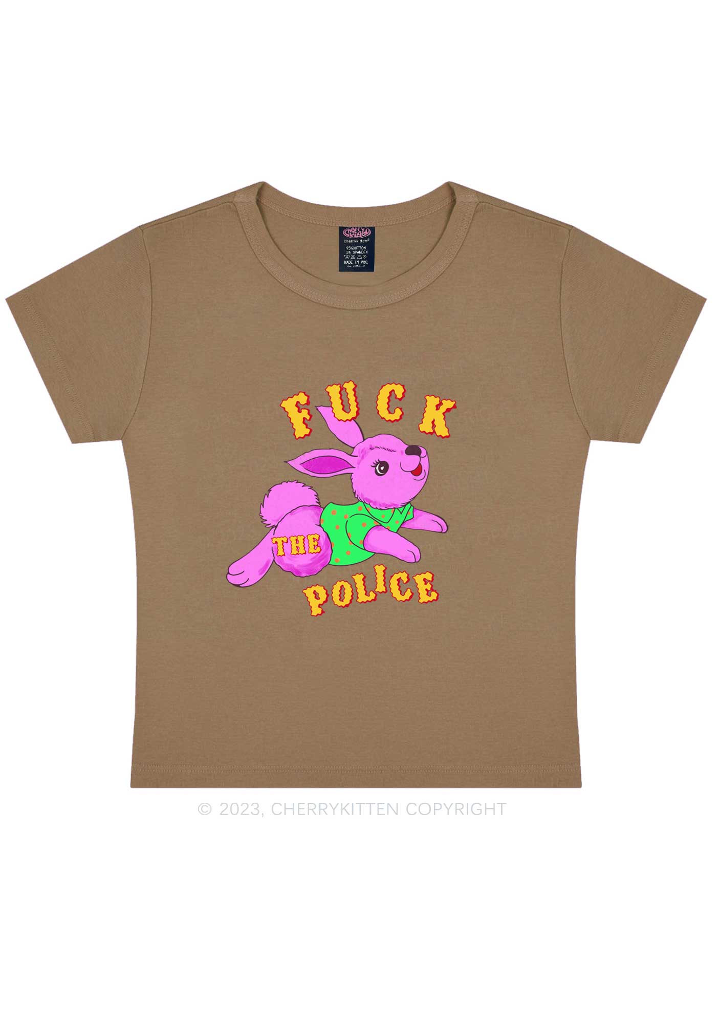 Fxxk The Police Bunny Y2K Baby Tee Cherrykitten - Image 8